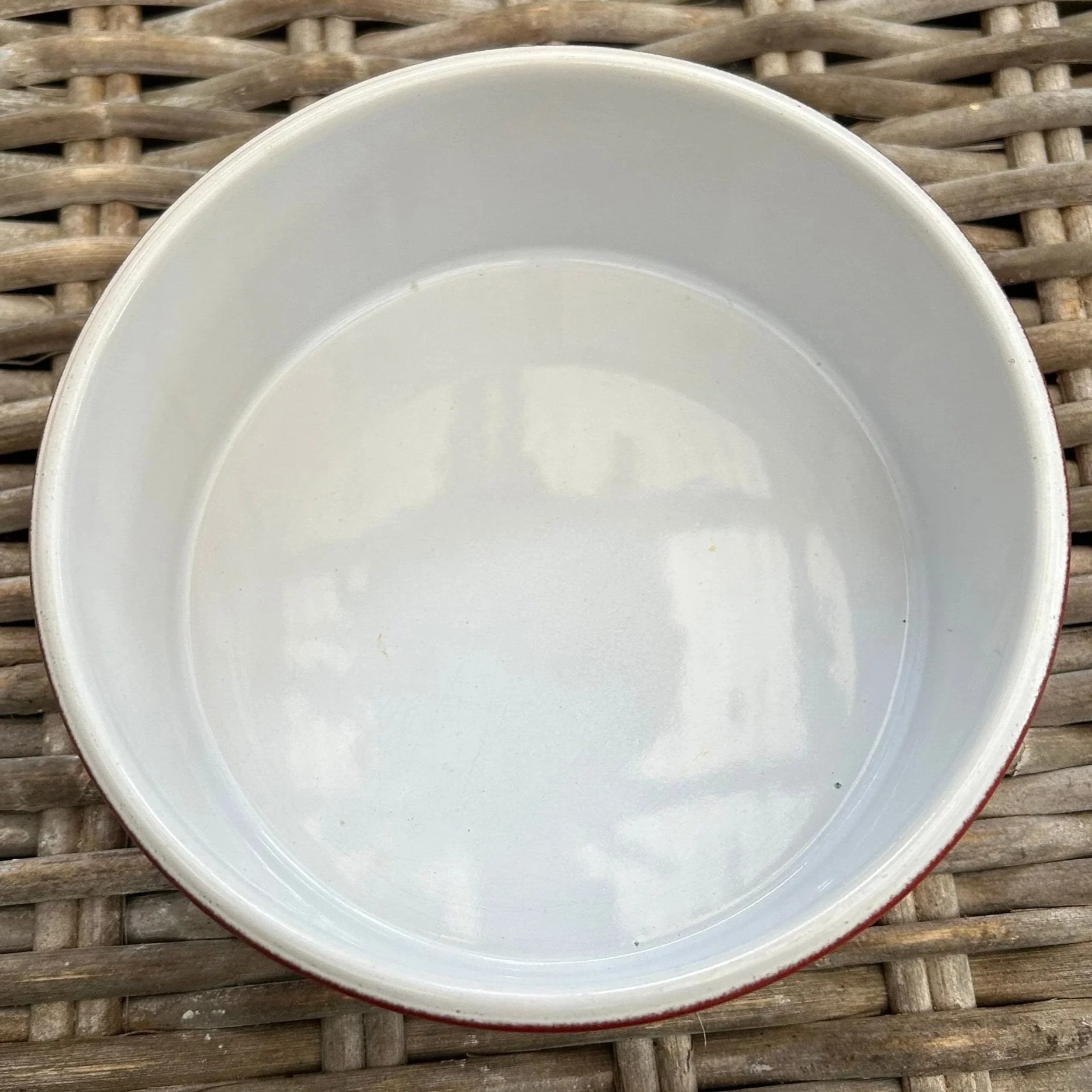 Interior view showing smooth white glaze