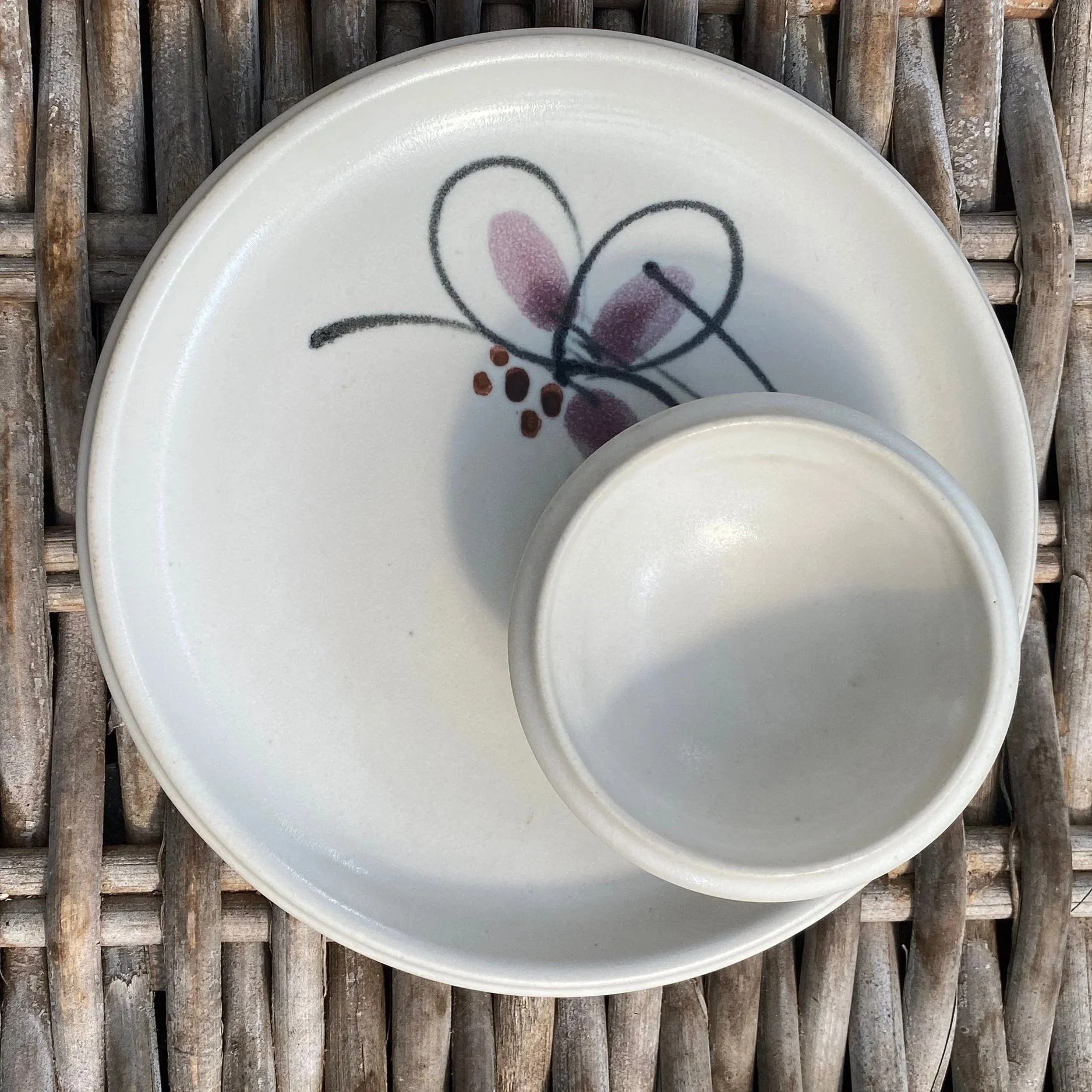 Overhead view with clear view of hand-painted florals