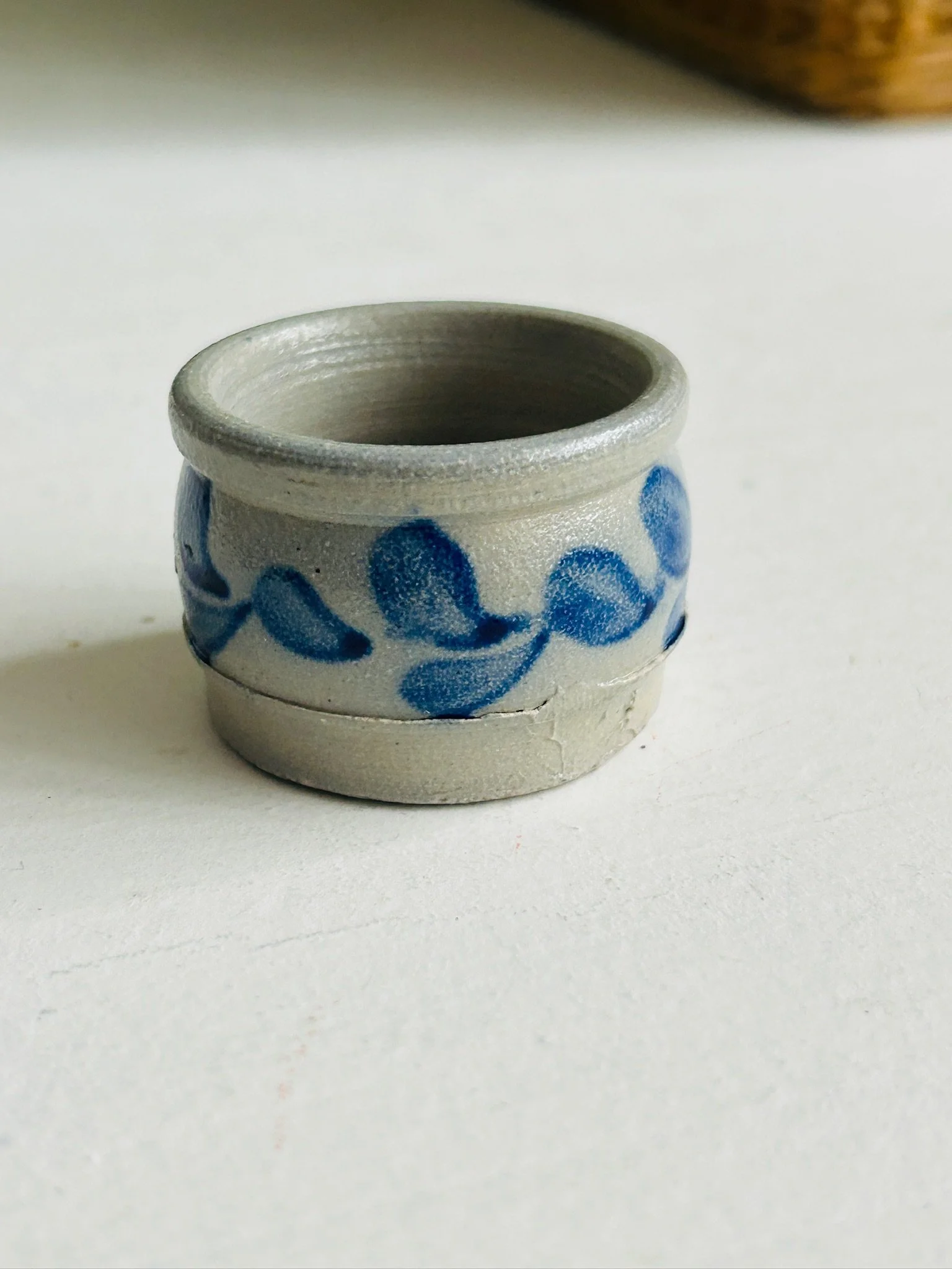 Blue Leaf Salt Cellar | Handmade Studio Pottery | Stoneware Pinch Pot | Cobalt Blue Rustic Tableware