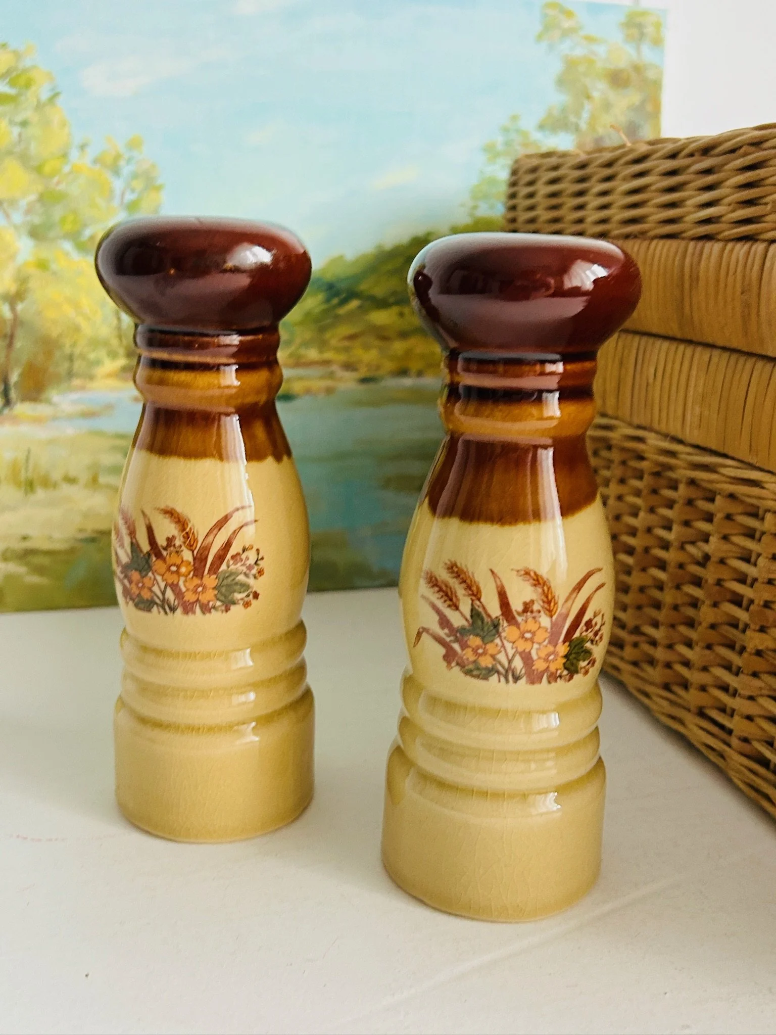 Styled display image of the full salt and pepper shaker set standing together