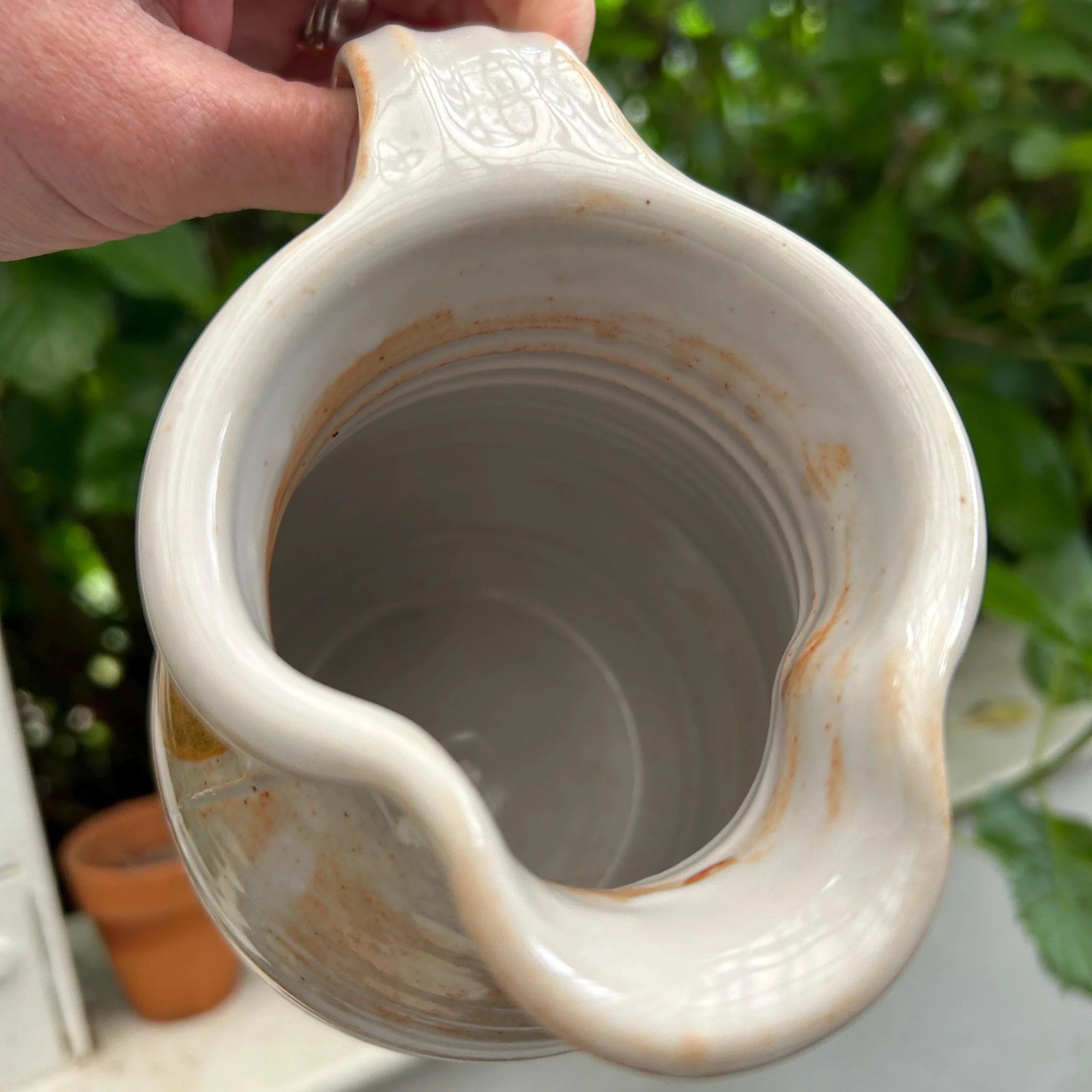 Overhead view of interior and spout, showcasing glaze