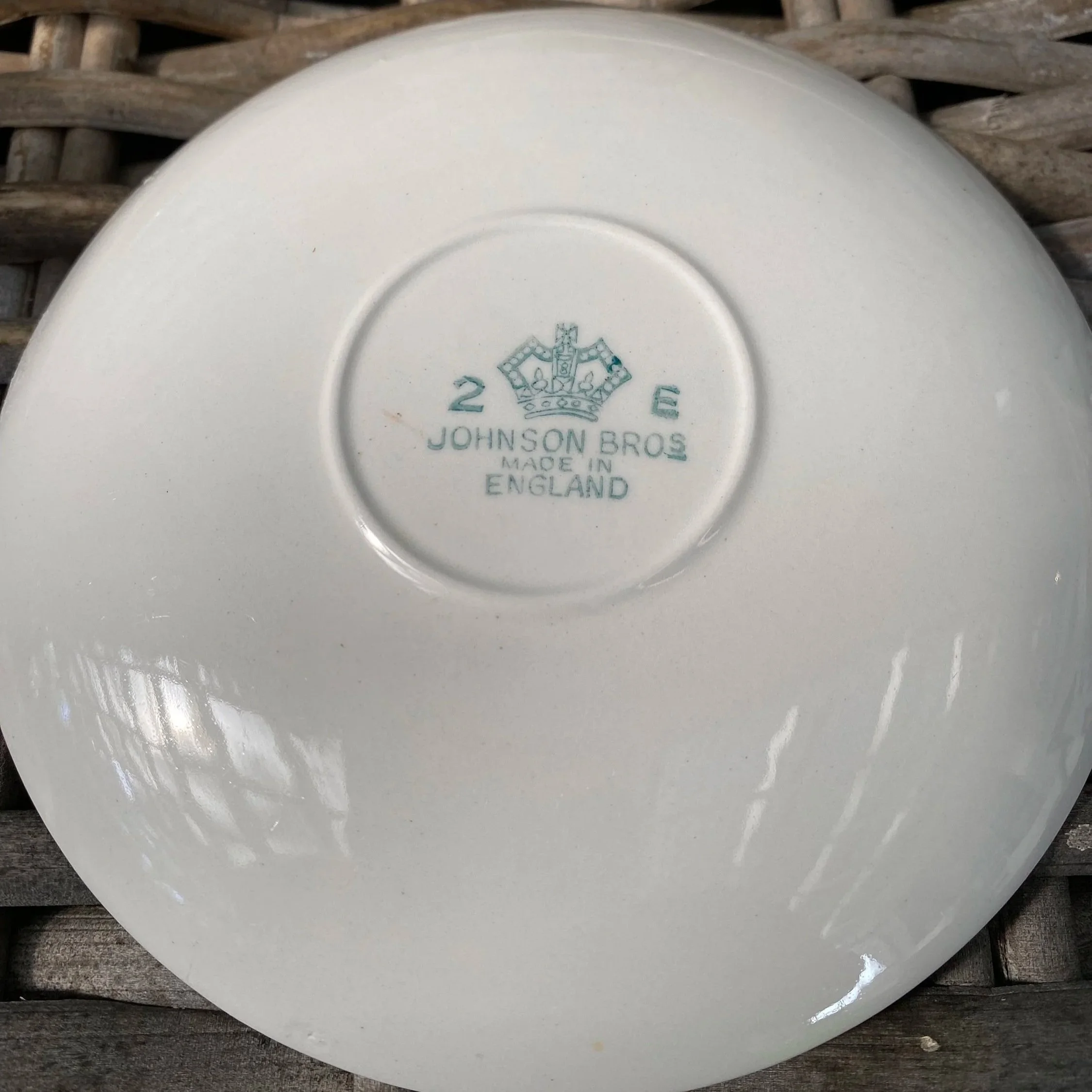 Underside of saucer with Johnson Bros England maker’s mark