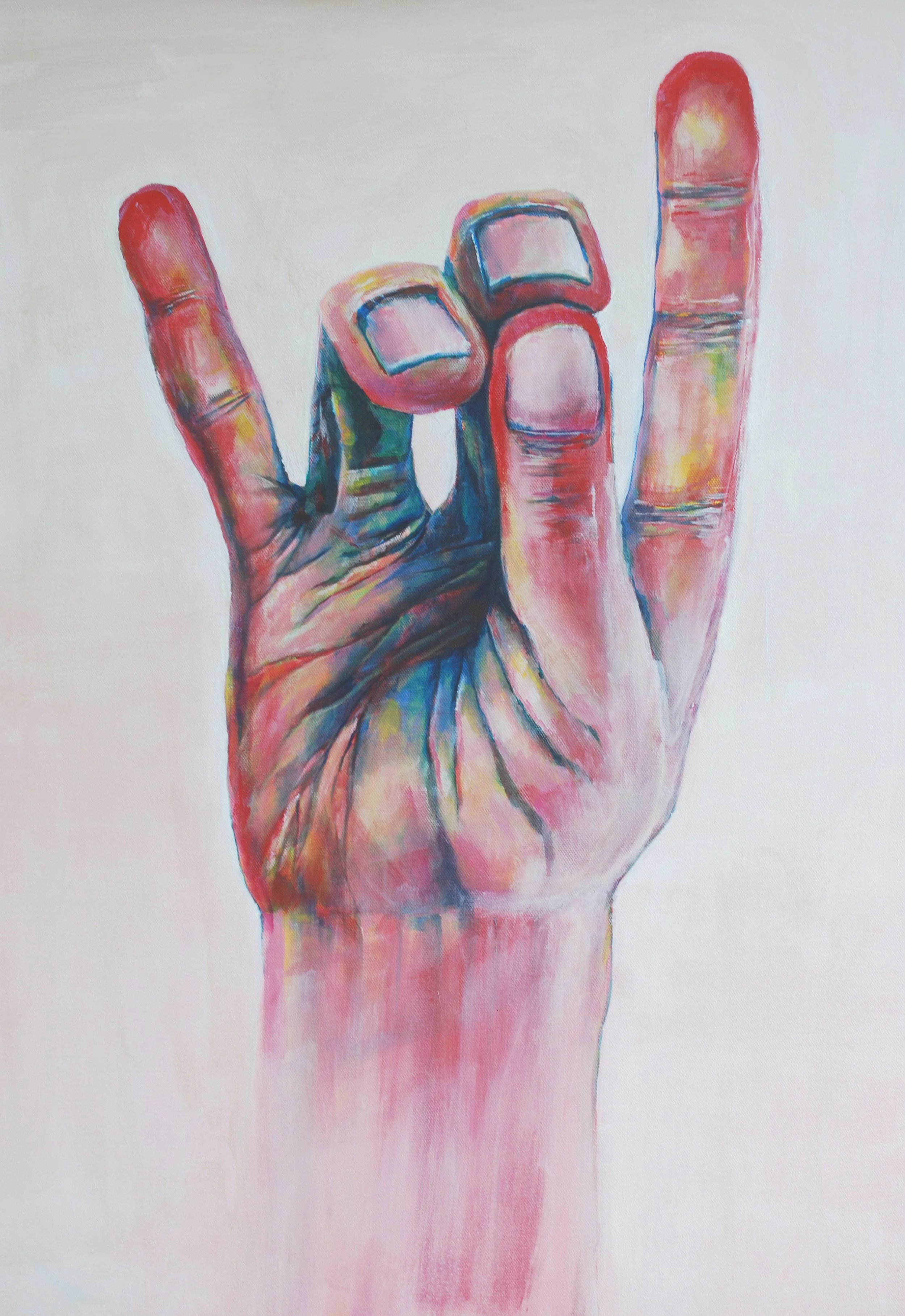 Karama Mudra, 2026. 32x40. This image depicts Guanyin's gesture Karama, which wards off evil and destroys negativity. 