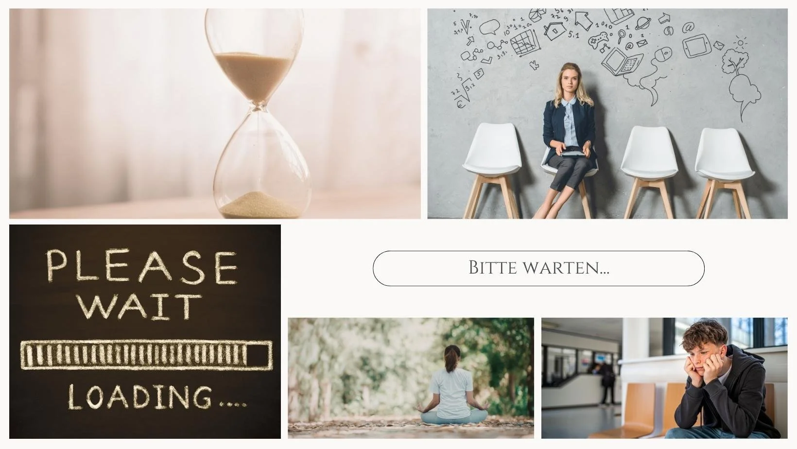 Bitte warten.... Warten auf einen Termin beim Arzt, warten im Wartezimmer... Zeit die verinnt während du auf Hilfe wartest.