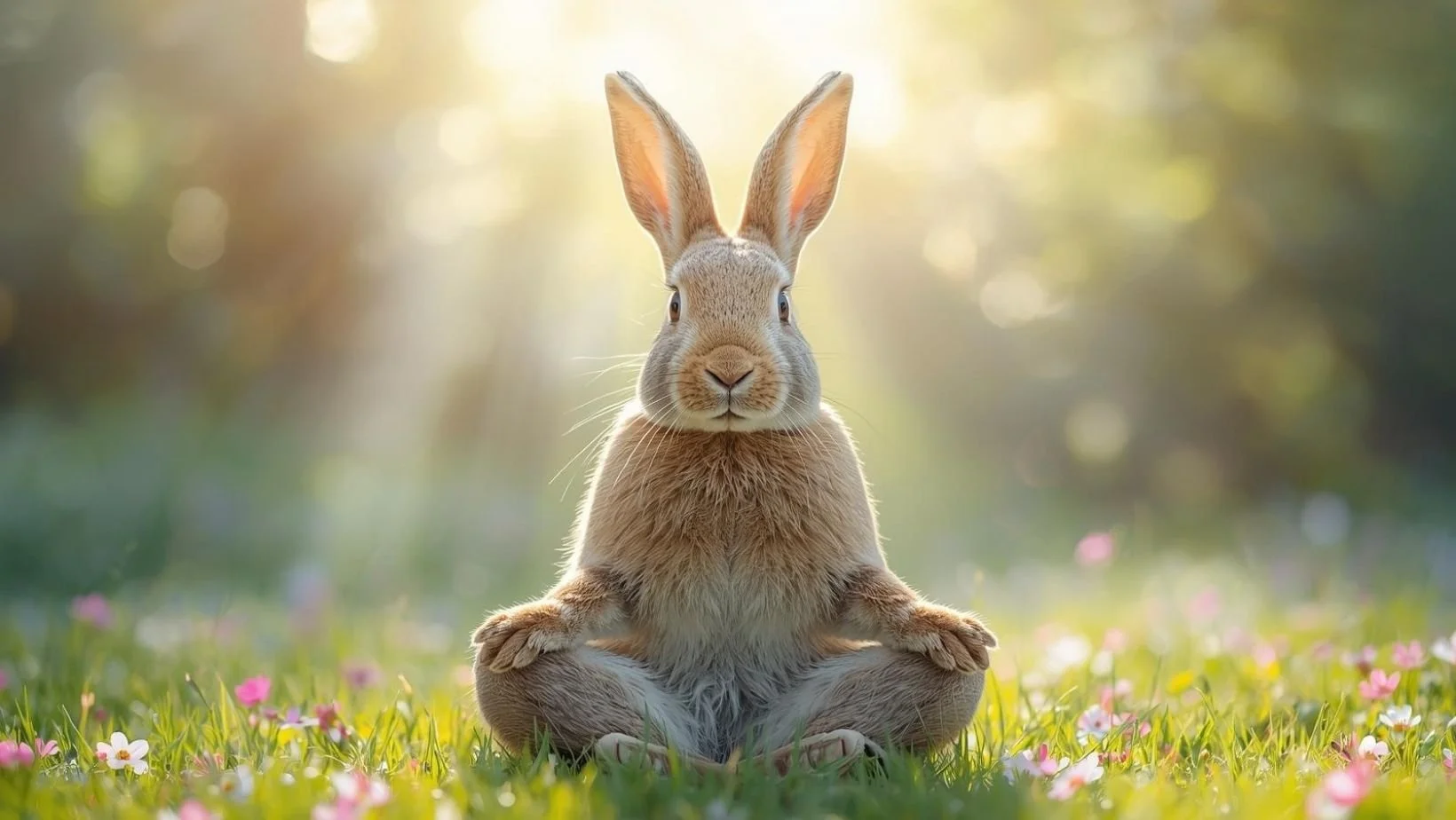 Meditierender Hase als Symbol für das Oster-Spezial: 4 Meditationen für innere Ruhe, Energie und Dankbarkeit