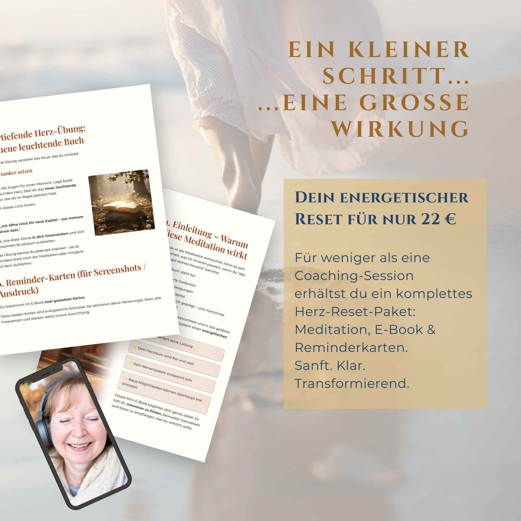 Blick ins E-Book, eine Frau die Spuren im Sand hinterlässt.
