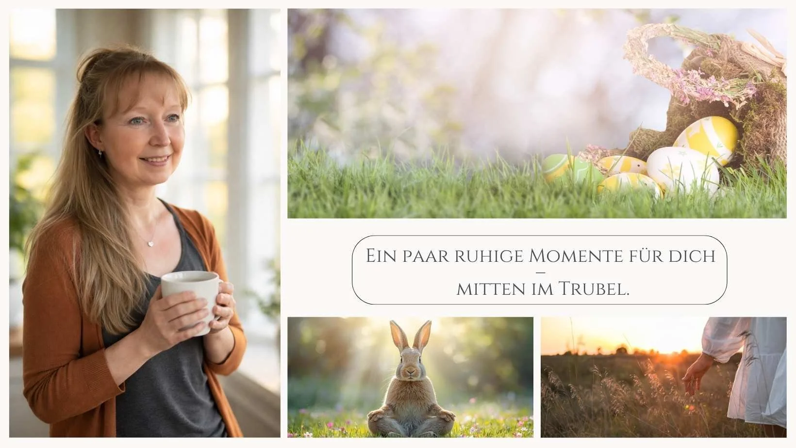 Ruhige Momente während der Osterzeit. Meditation, achtsame Momente in der Natur.