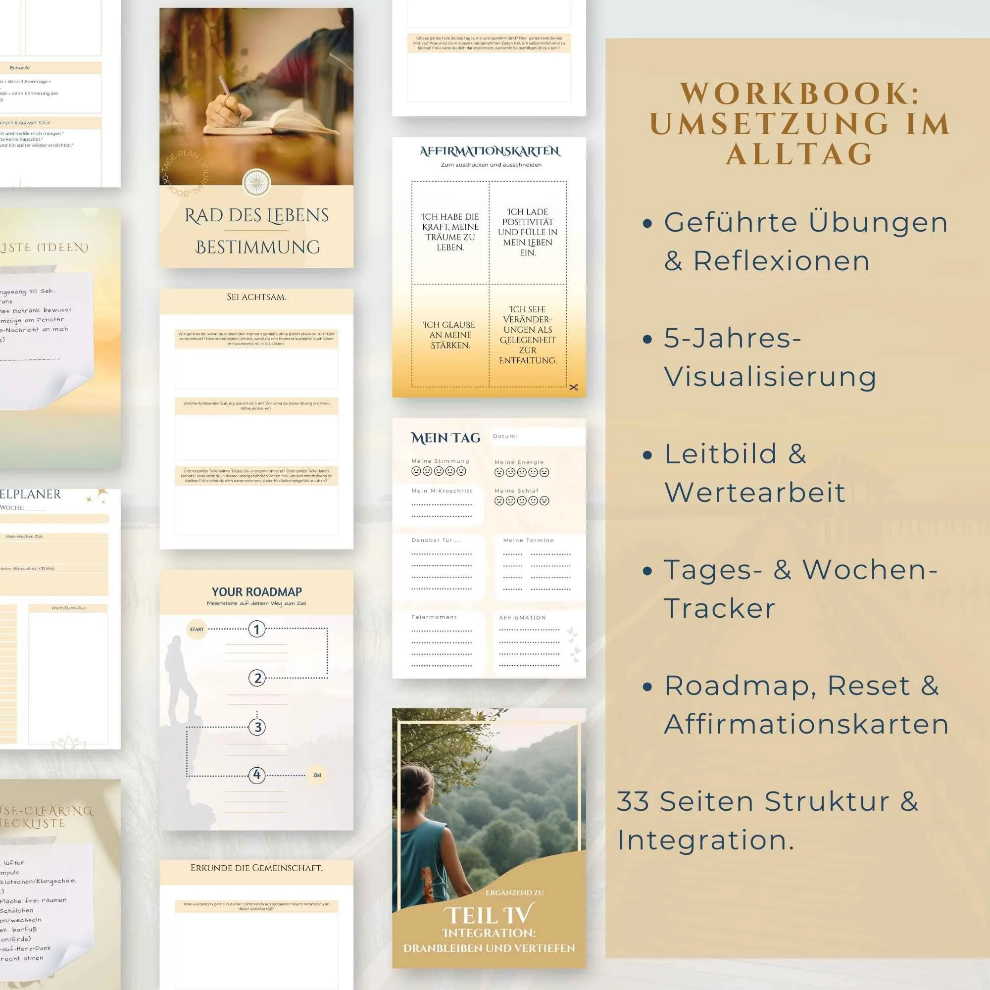 Ein Blick in das Workbook - Rad des Lebens und finde deine Bestimmung