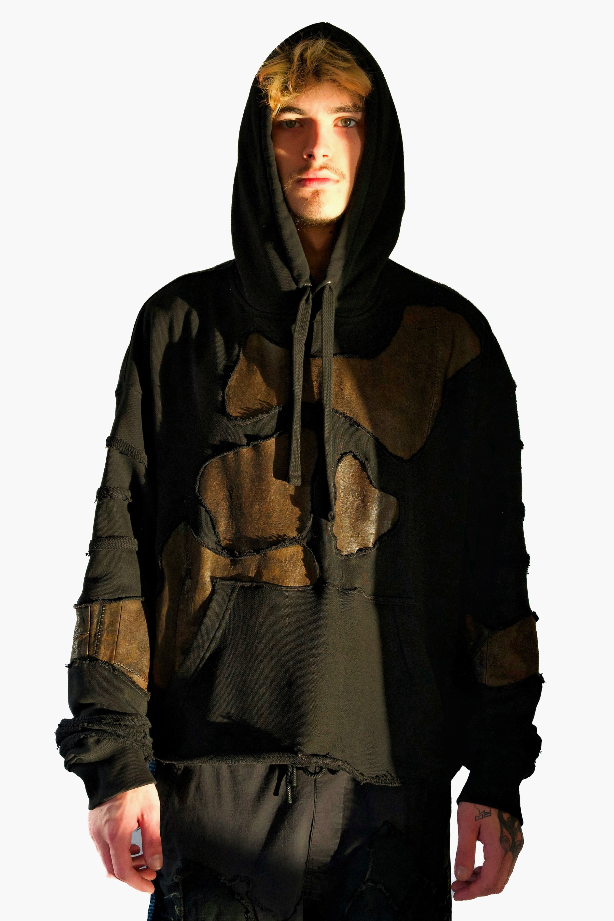 Earth-Tuned Leather Hoodie