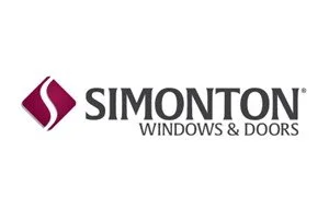 Simonton Windows & Doors logo with a stylized S symbol in maroon and black text