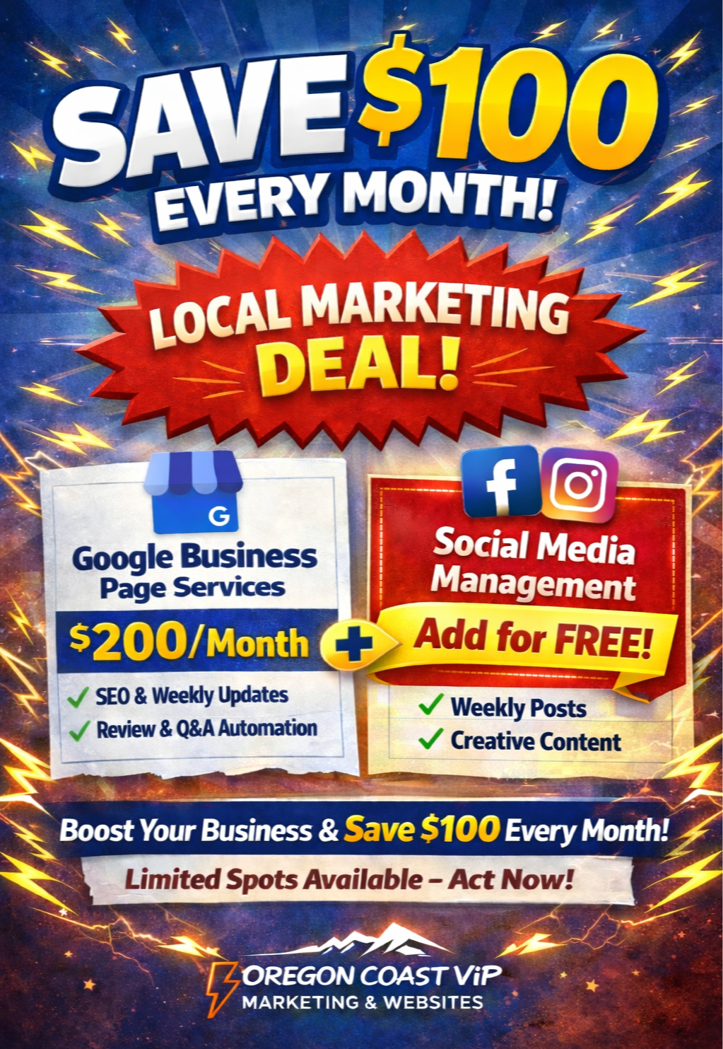 Google Business Page Management and Social Media Management in Brookings, Gold Beach, Port Orford, Bandon, Coos Bay, Florence, Newport, Lincoln City, Grants Pass, Medford, Jacksonville, Ashland Oregon