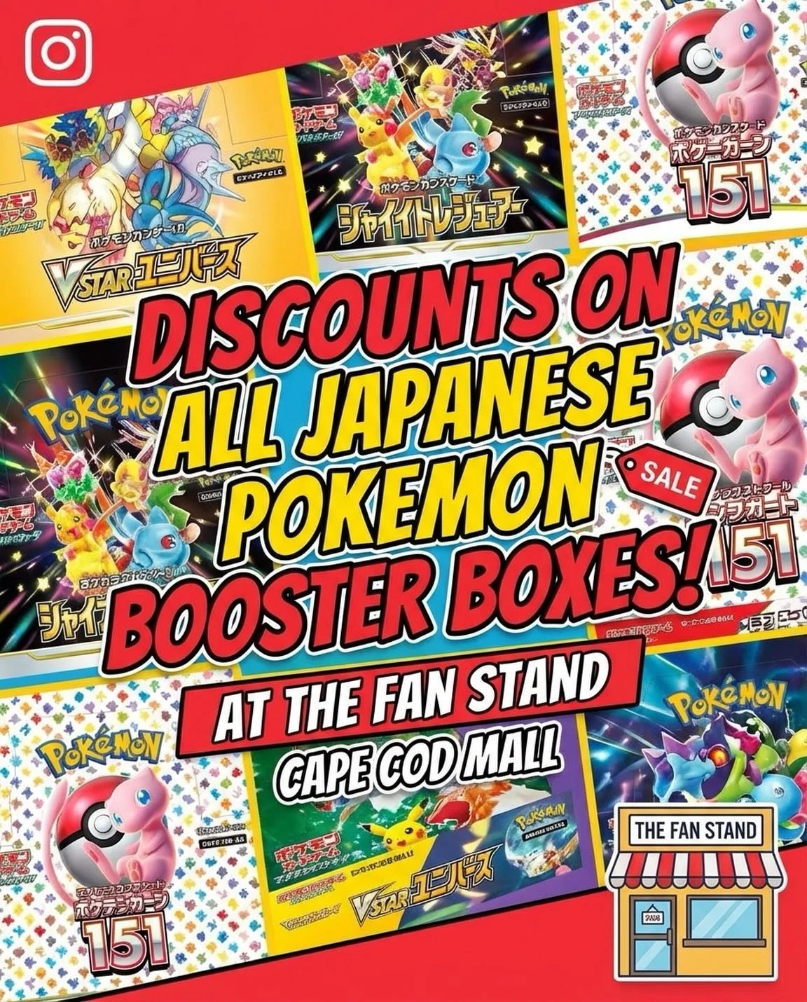🚨 DISCOUNT ALERT 🚨
Japanese Pok&eacute;mon Booster Boxes are on discount now at The Fan Stand &mdash; Cape Cod Mall!
#Kollectiverse #Pokemon #PokemonTCG