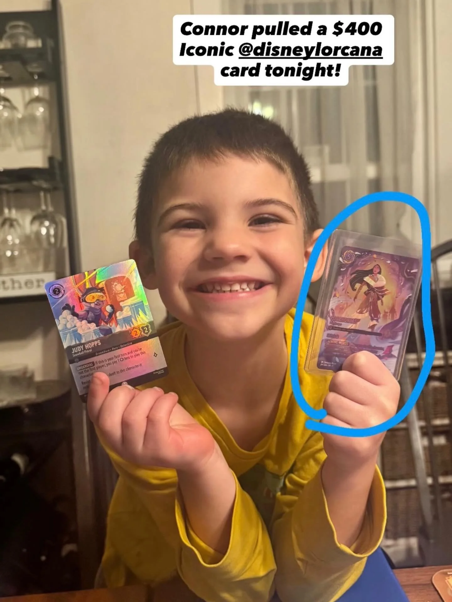 Connor hit the jackpot tonight! He pulled an Iconic Pocahontas from a fresh @disneylorcana pack 💪 what a way to close out this epic blizzard (21&rdquo; and it&rsquo;s not over yet!)🥶 #lorcana #disney #iconic #pocahontas #blizzardpulls