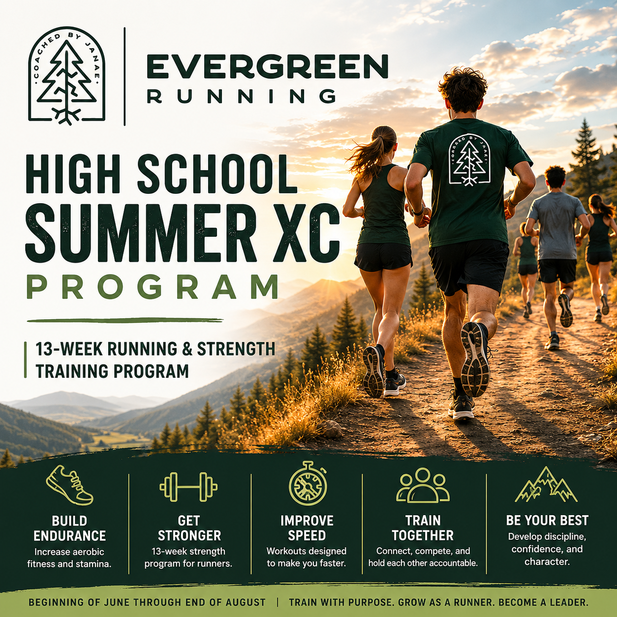 Evergreen Running Club:  HIGH SCHOOL SUMMER XC RUNNING & STRENGTH PROGRAM