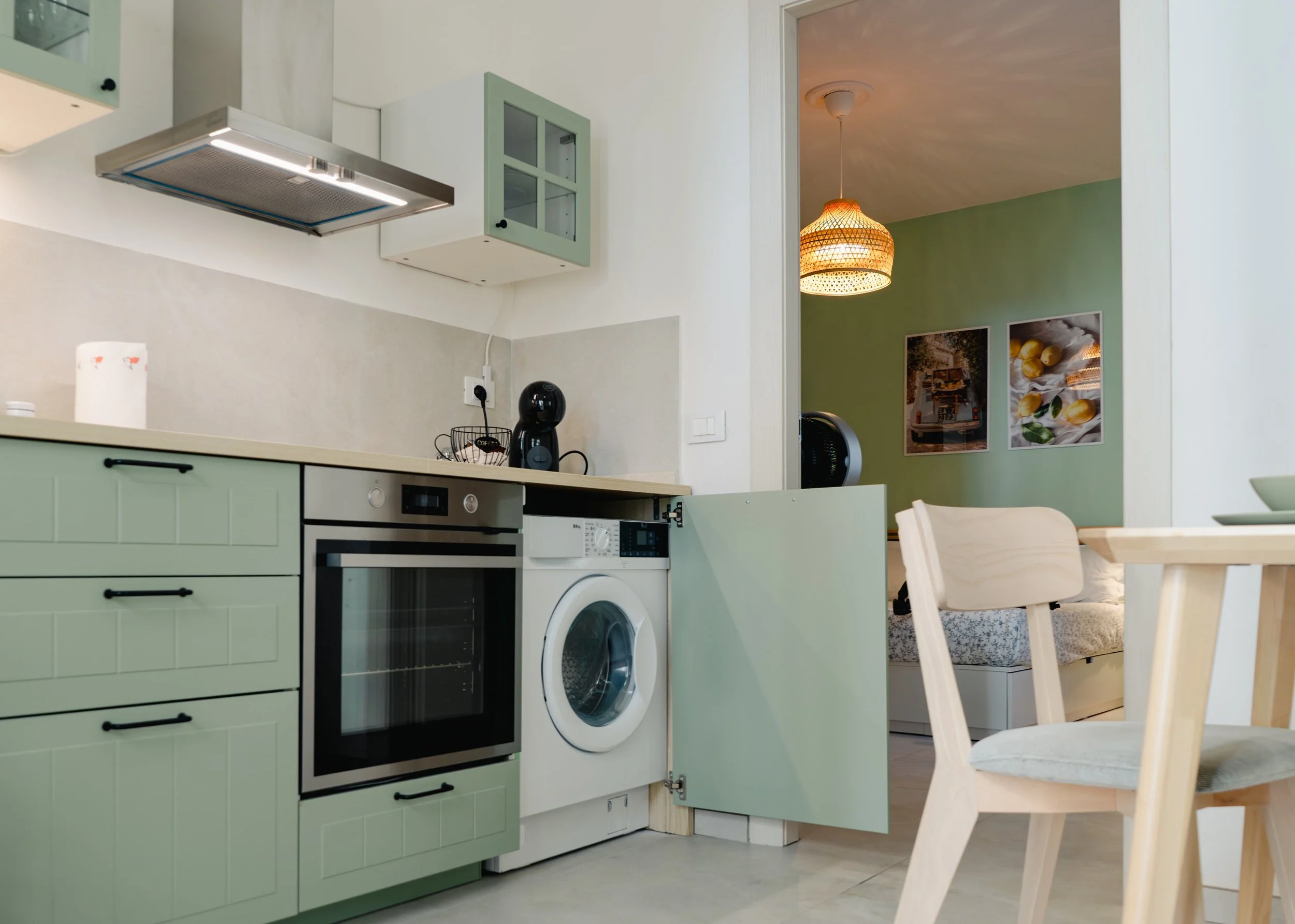 Kitchen with washing machine