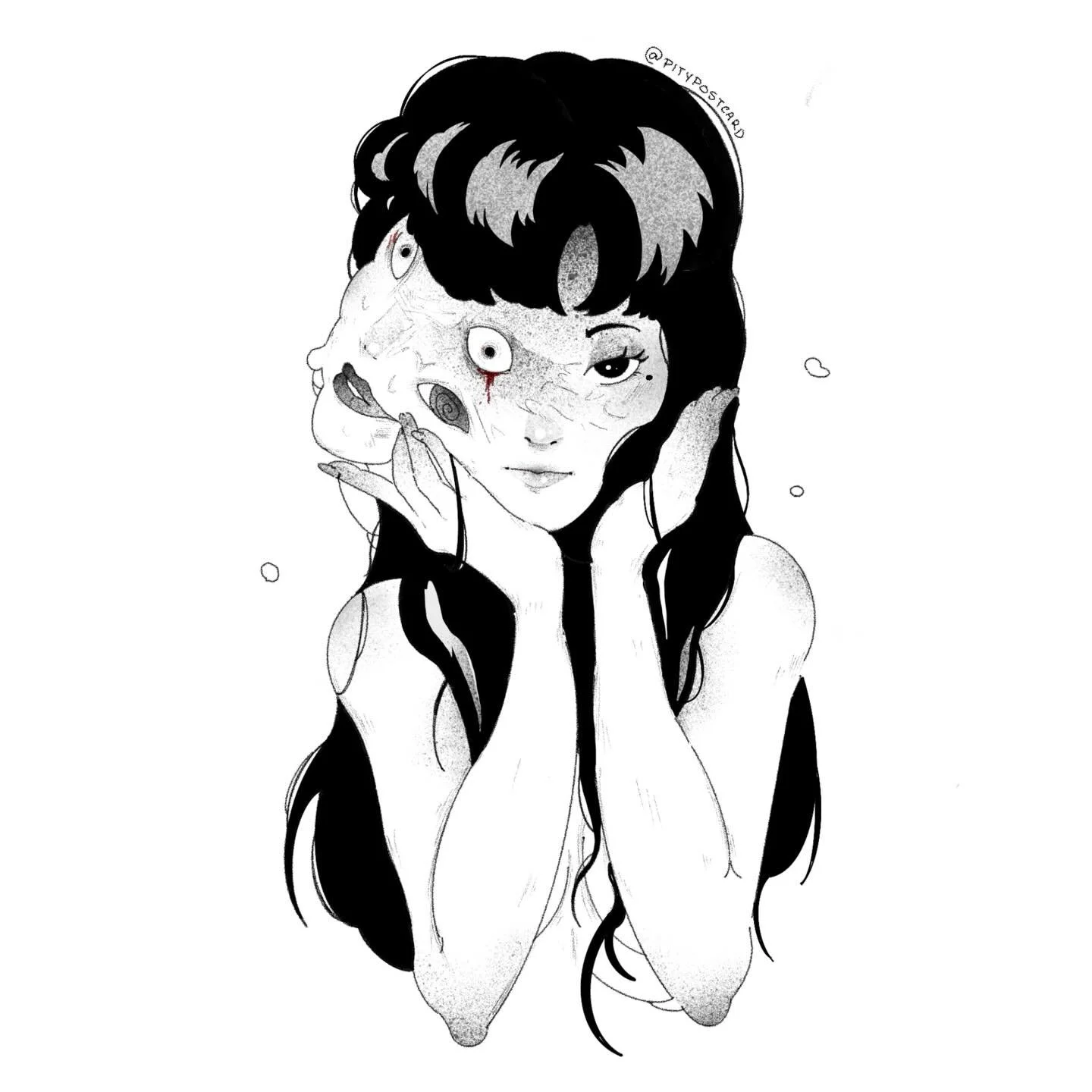 goth c*ntress aka ms. tomie !! non repeatable design, $150 hourly, 3 - 6 hour session. full junji ito flash sheet on its way 

booking in bio 🖤🖤

#tattoo #junjiito