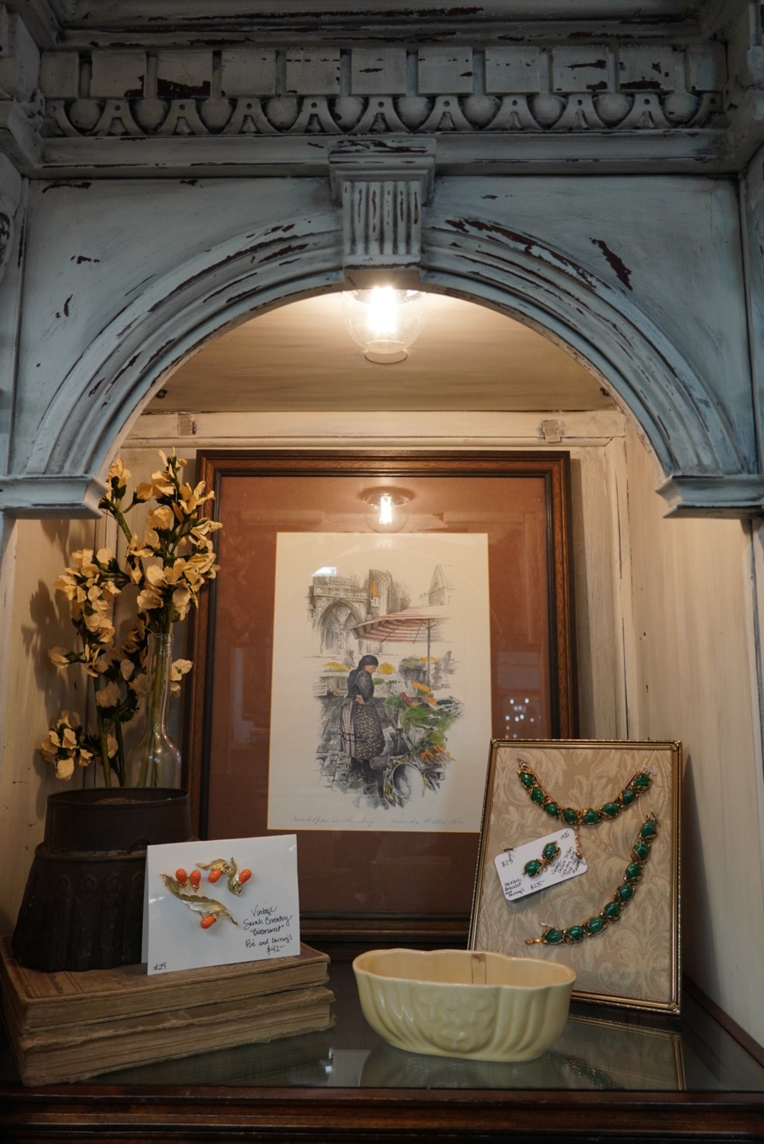 Vintage jewelry and art.