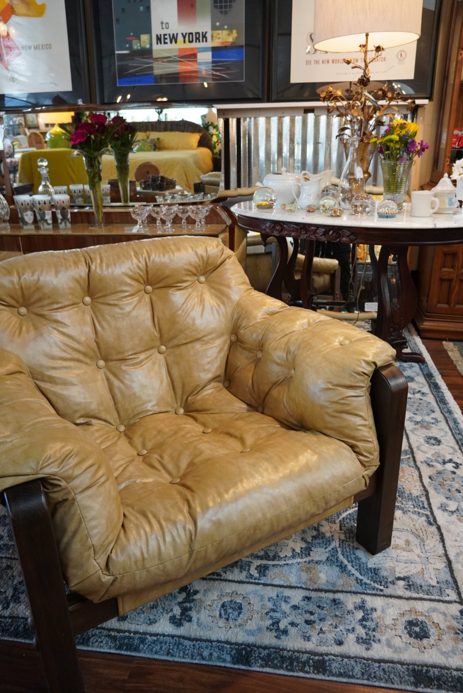 Leather and wood MCM chair.