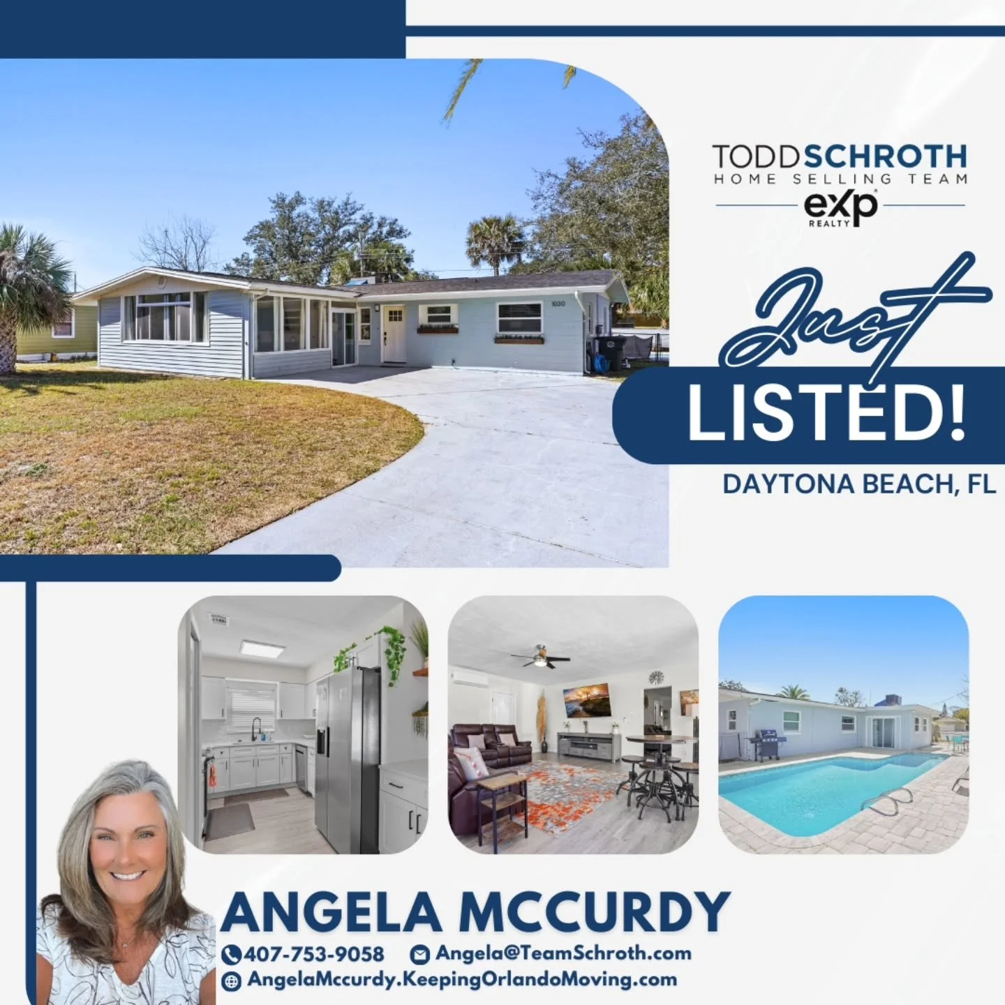 ✨ JUST LISTED ✨

Don&rsquo;t miss this beautifully updated 4-bedroom pool home at 1030 Alice Drive, Daytona Beach &mdash; featuring major upgrades, flexible living space, and no HOA.

🏡 Home Highlights:
✔️ 4 bedrooms | 2 bathrooms
✔️ Private sparkli