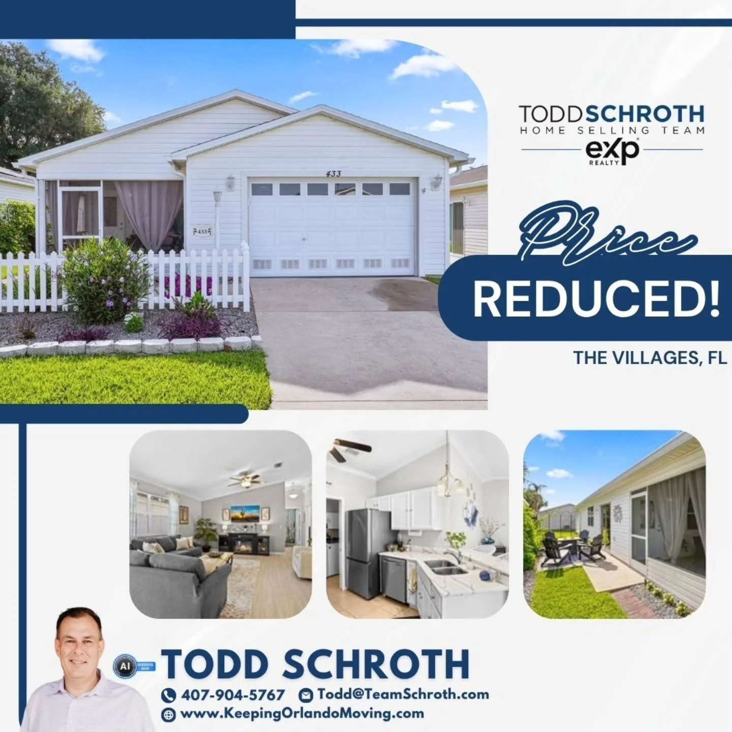 📉 Price Reduced in The Villages! ☀️🏡
Updated villa living + golf cart lifestyle &mdash; now at a better price!

Welcome to 433 Canterbury Court in Arlington Villas at The Villages of Sumter &mdash; a beautifully updated 2-bedroom, 2-bath villa offe