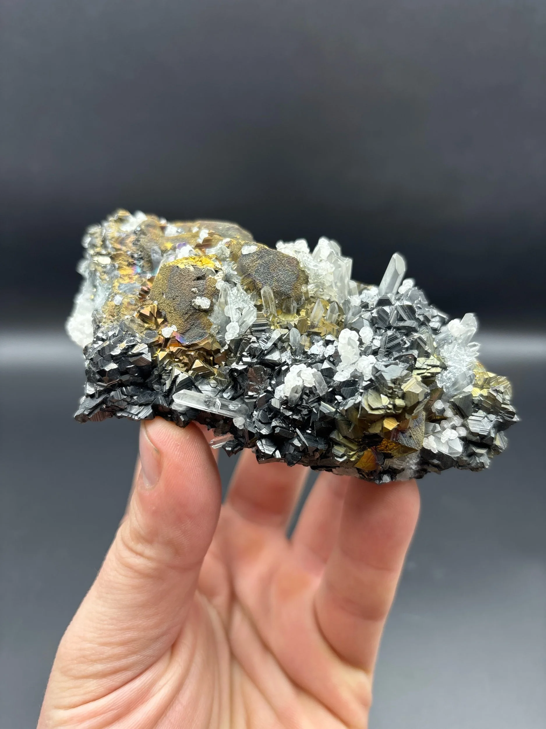 Chalcopyrite + Sphalerite + Quartz + Calcite _ Madan Ore Field, Smoylan, Bulgaria