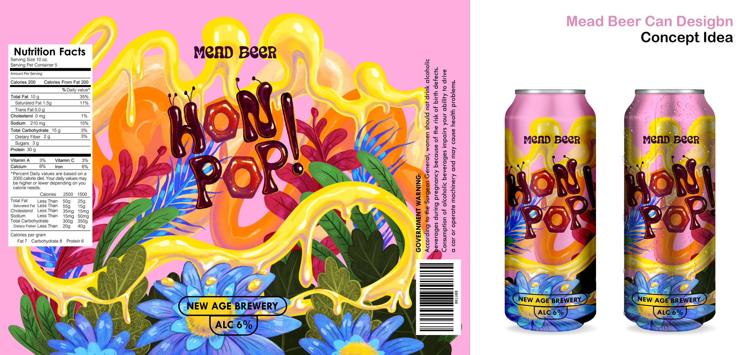 Concept mead beer can design inspired by sticky honey.