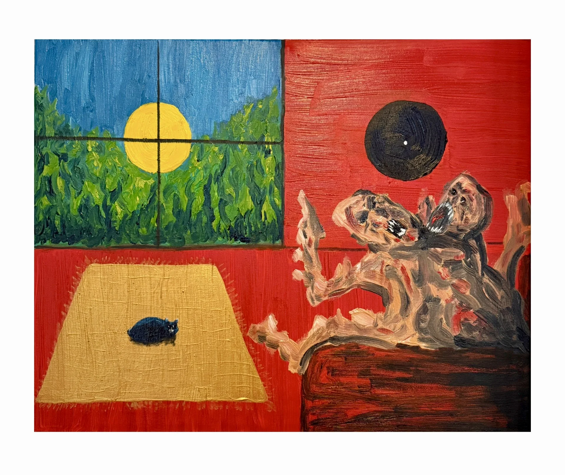 The Lovers in the Red Room with the Cat Watching
20"x16" (2025)