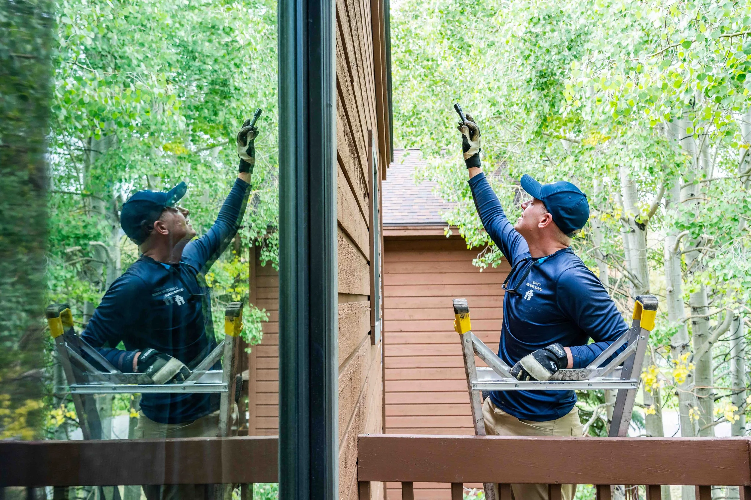 flashlight shining into a corner