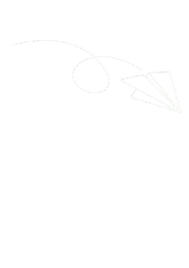 Diagram showing a paper airplane with a curved dashed line representing the flight path, including a loop and a straight segment.