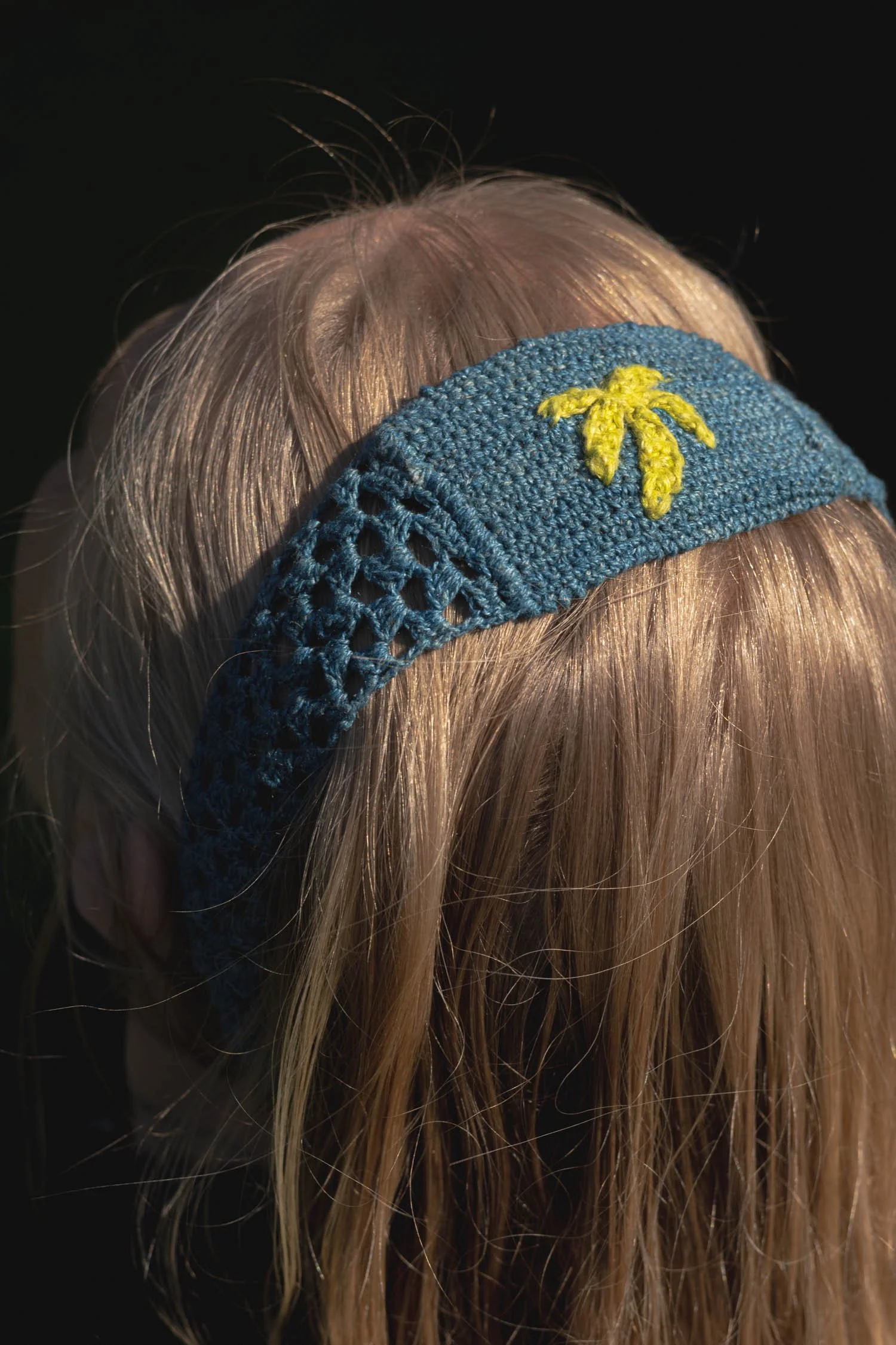 hemp headband with hemp leaf design
