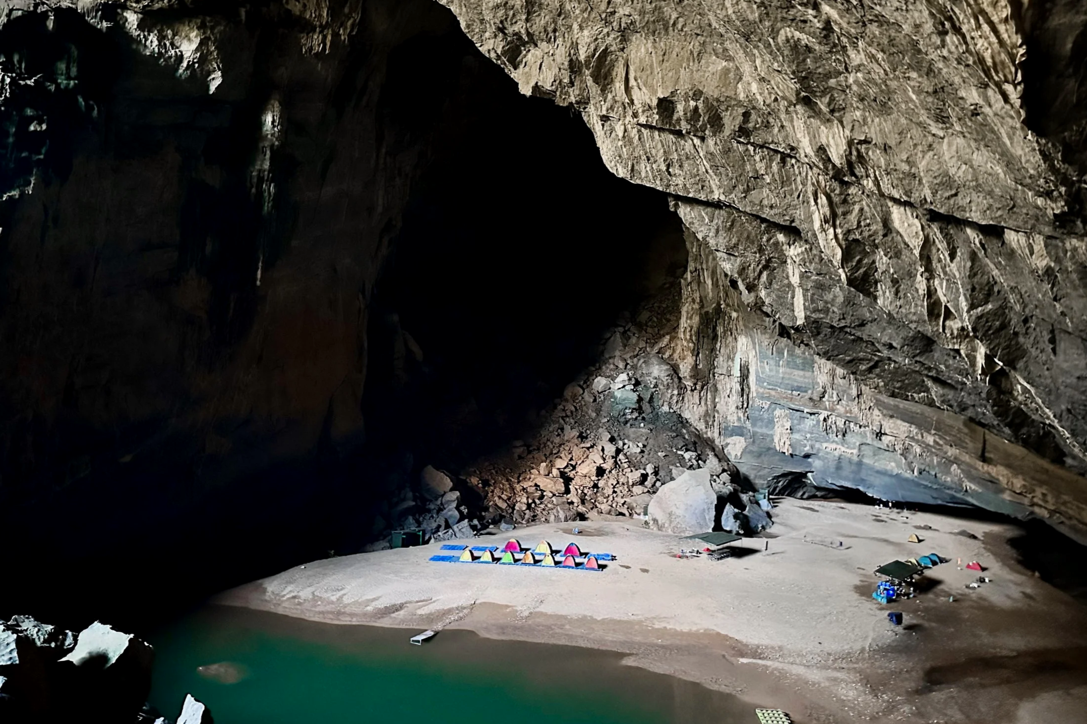 Cave camping tents lake hiking vietnam phong nha