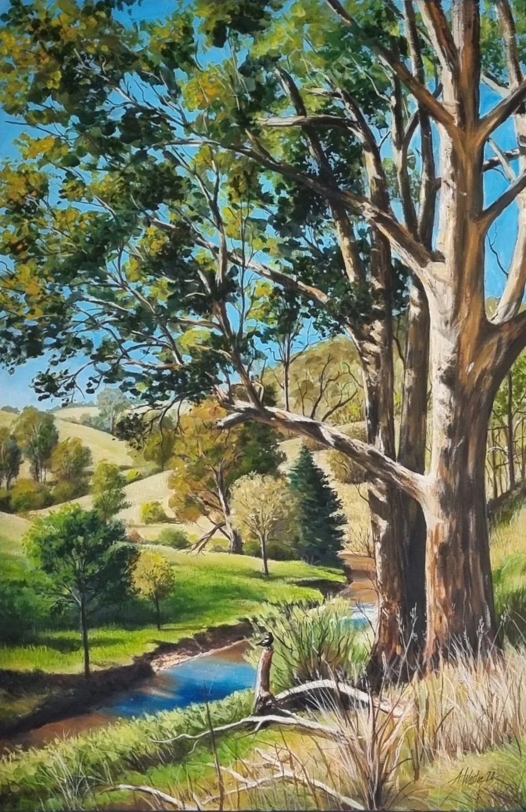 The Creek a Winding - 900x600mm - oil on canvas