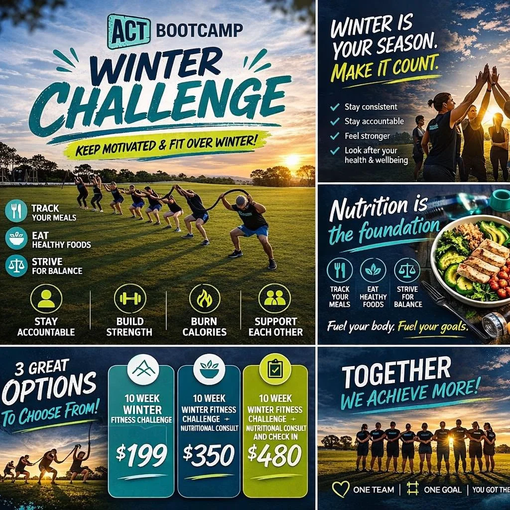 🥗 Nutrition is the foundation!

Training is important &mdash; but your nutrition habits can make the biggest difference during the Winter Challenge.

Our nutrition support options help you:
✔ Stay accountable
✔ Build better habits
✔ Improve energy l