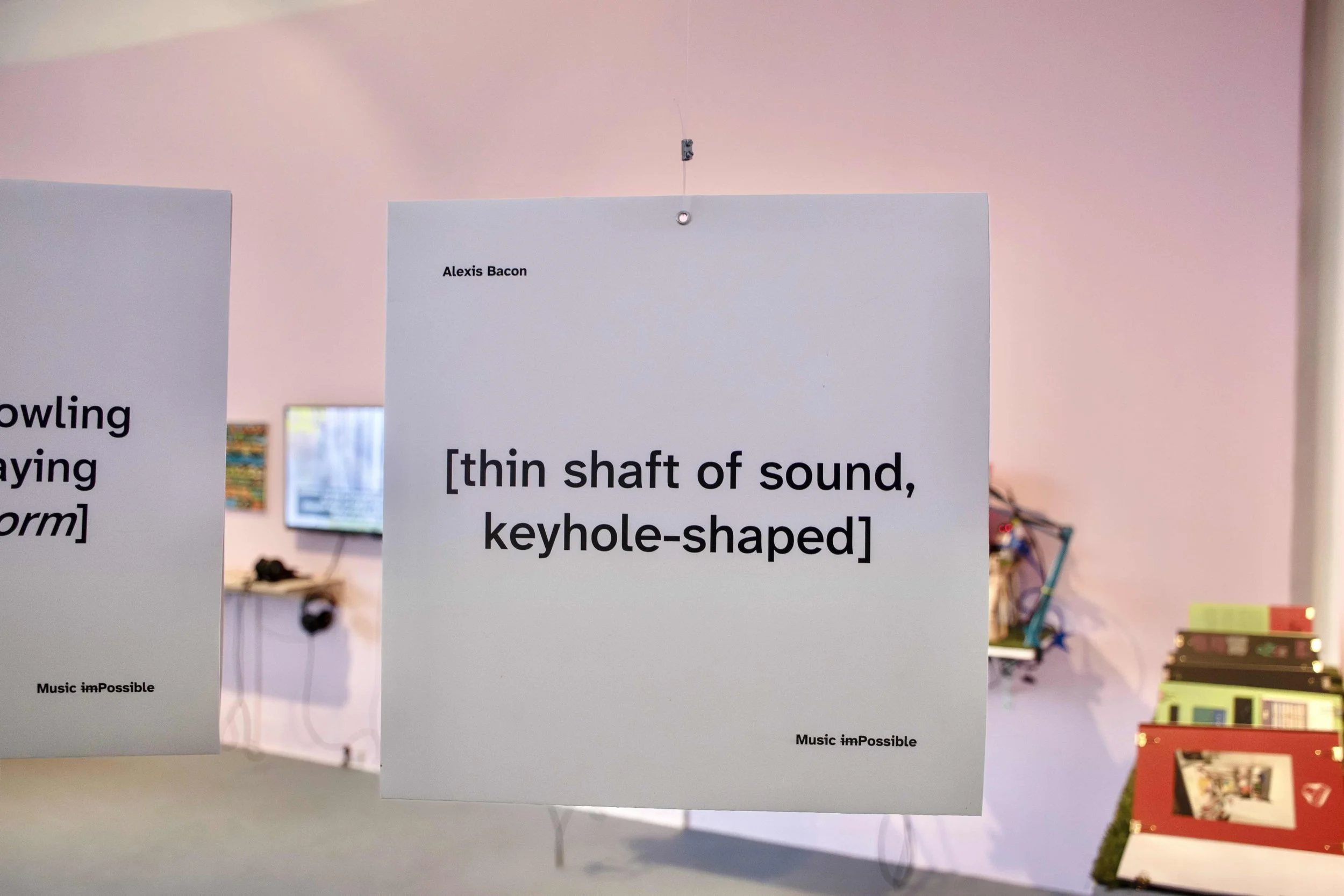 Vinyl 6: [thin shaft of sound, keyhole-shaped] by Alexis Bacon. Photo: Dani Hasrouni. Event: “In Conversation” exhibition, 2025.