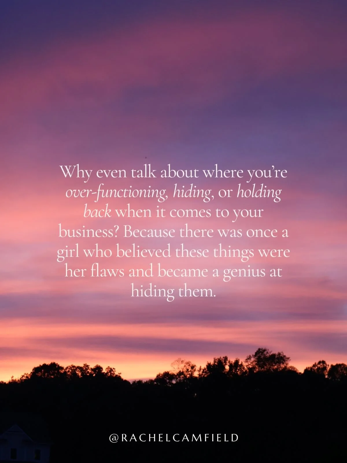 Why even talk about where you&rsquo;re over-functioning, hiding, or holding back when it comes to your business?

Because there was once a girl who believed these things were her flaws and became a genius at hiding them.

She learned to work harder t