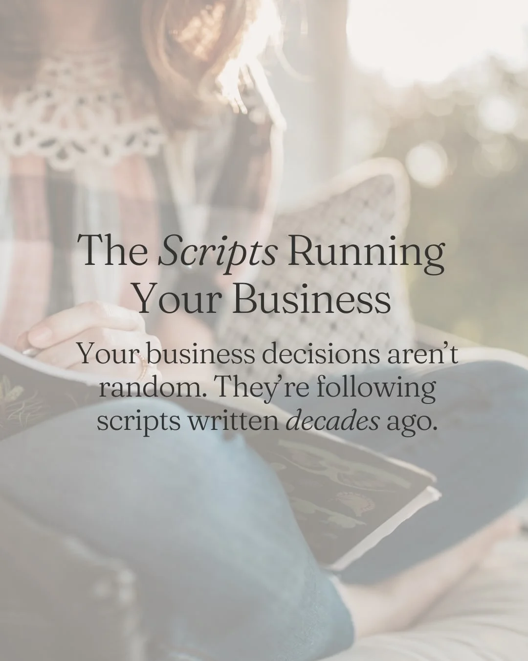 After 10+ years of coaching intentional entrepreneurs, I&rsquo;ve discovered something. Your business problems aren&rsquo;t actually business problems.

They&rsquo;re scripts that were handed to you that are running not just your business but you. Pa