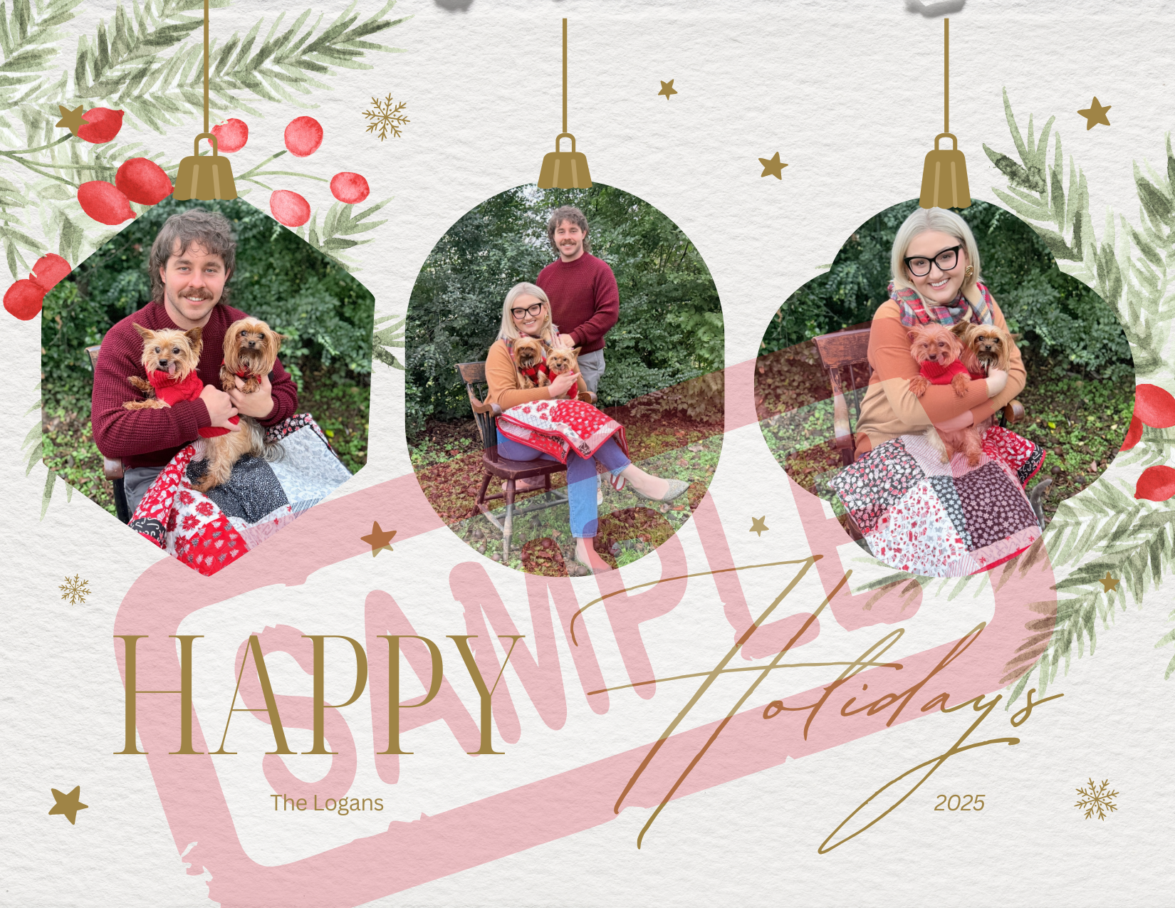Simple Gold Christmas Ornament Photo Card (Postcards (Landscape)).png