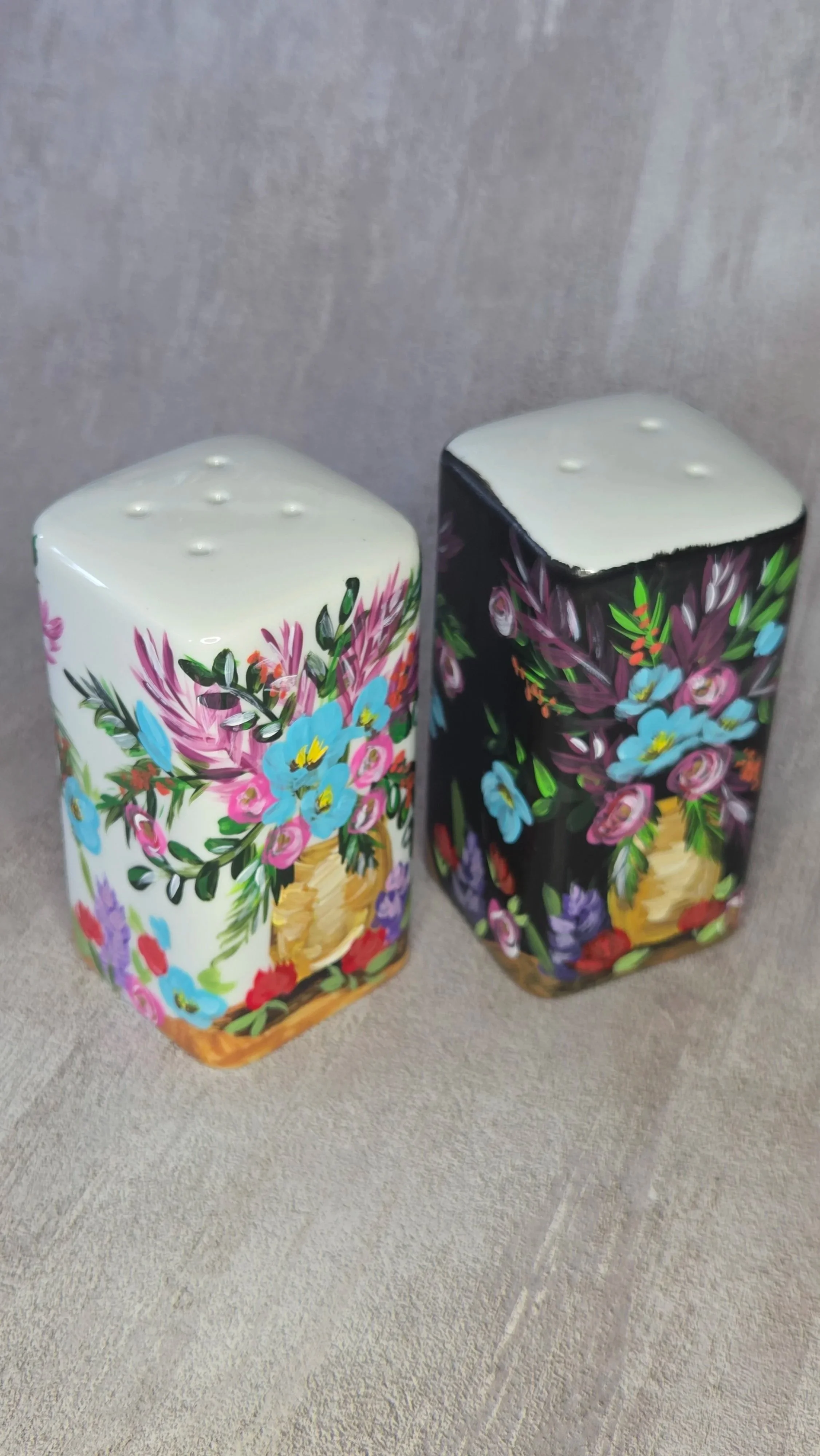 Vibrant Floral Ceramic Salt & Pepper Shakers