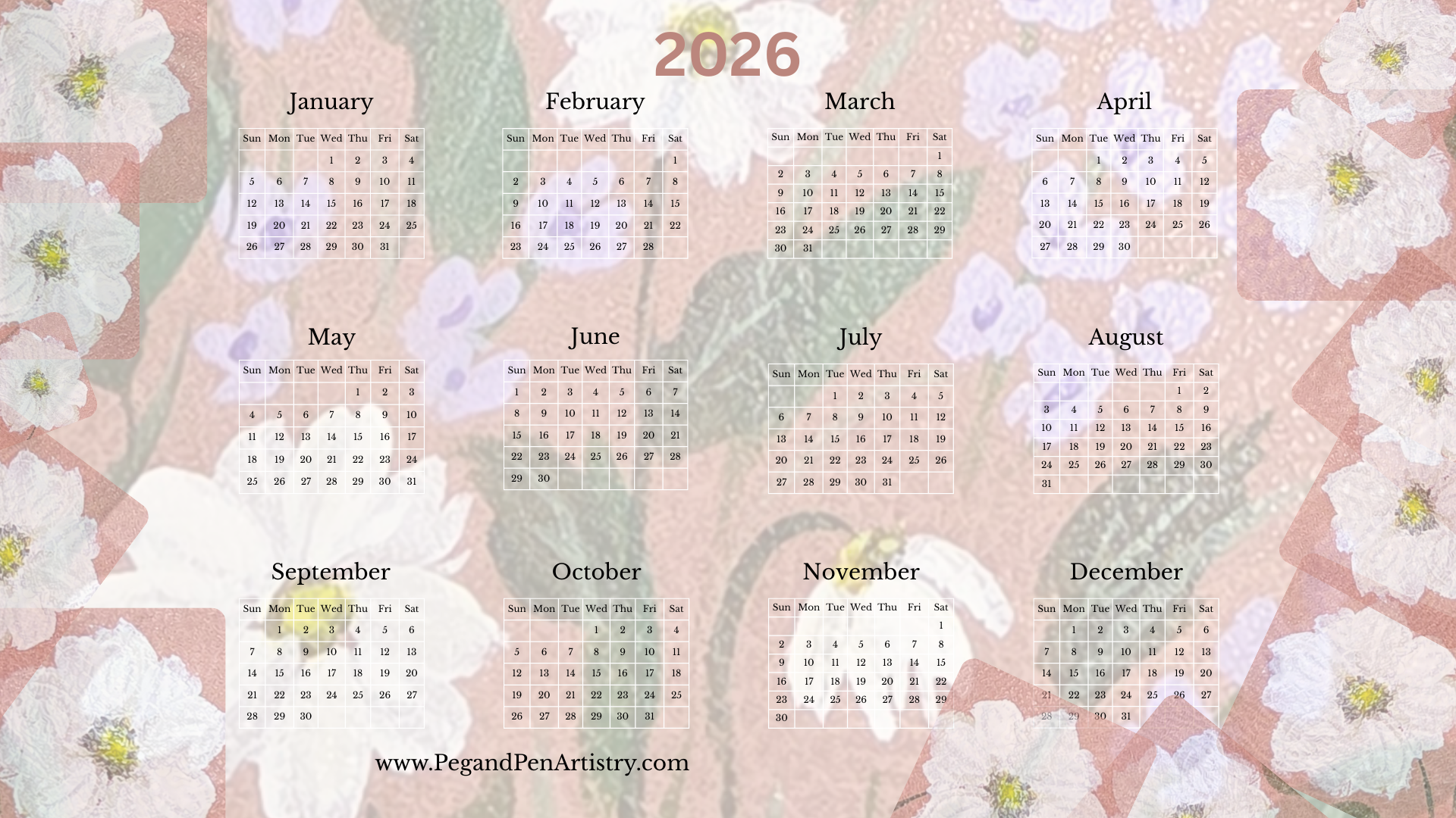 2026 Calendar FREE Download