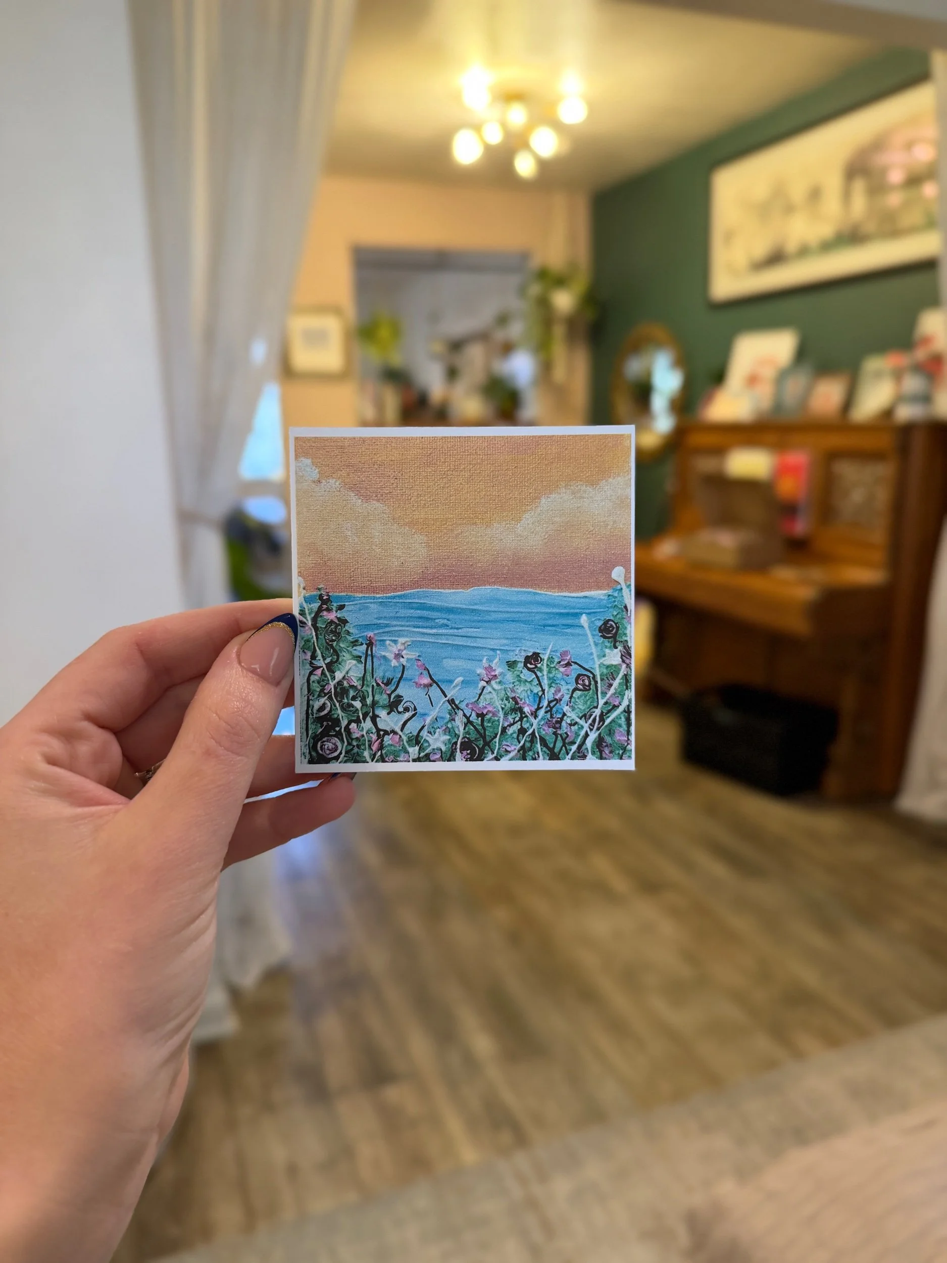 "Pink Fields at the Lake" 3.5x3.5 Limited Edition Print