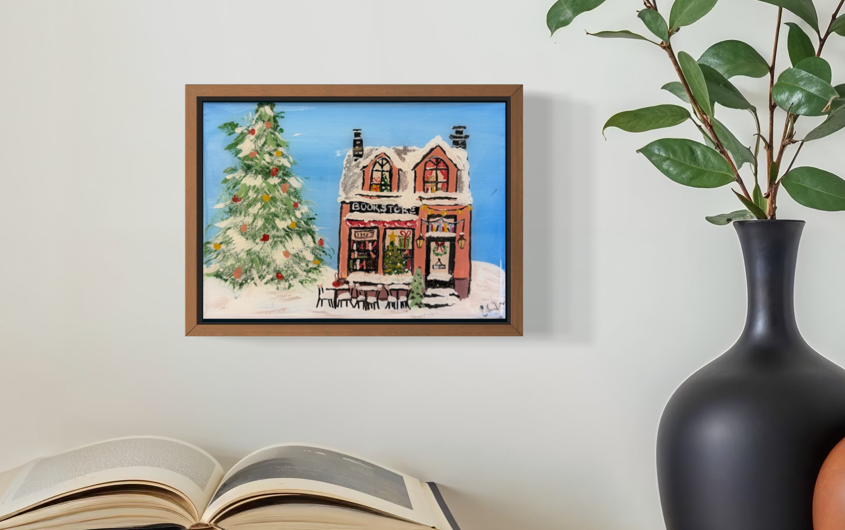 Bookstore on Maple St. framed 5x7