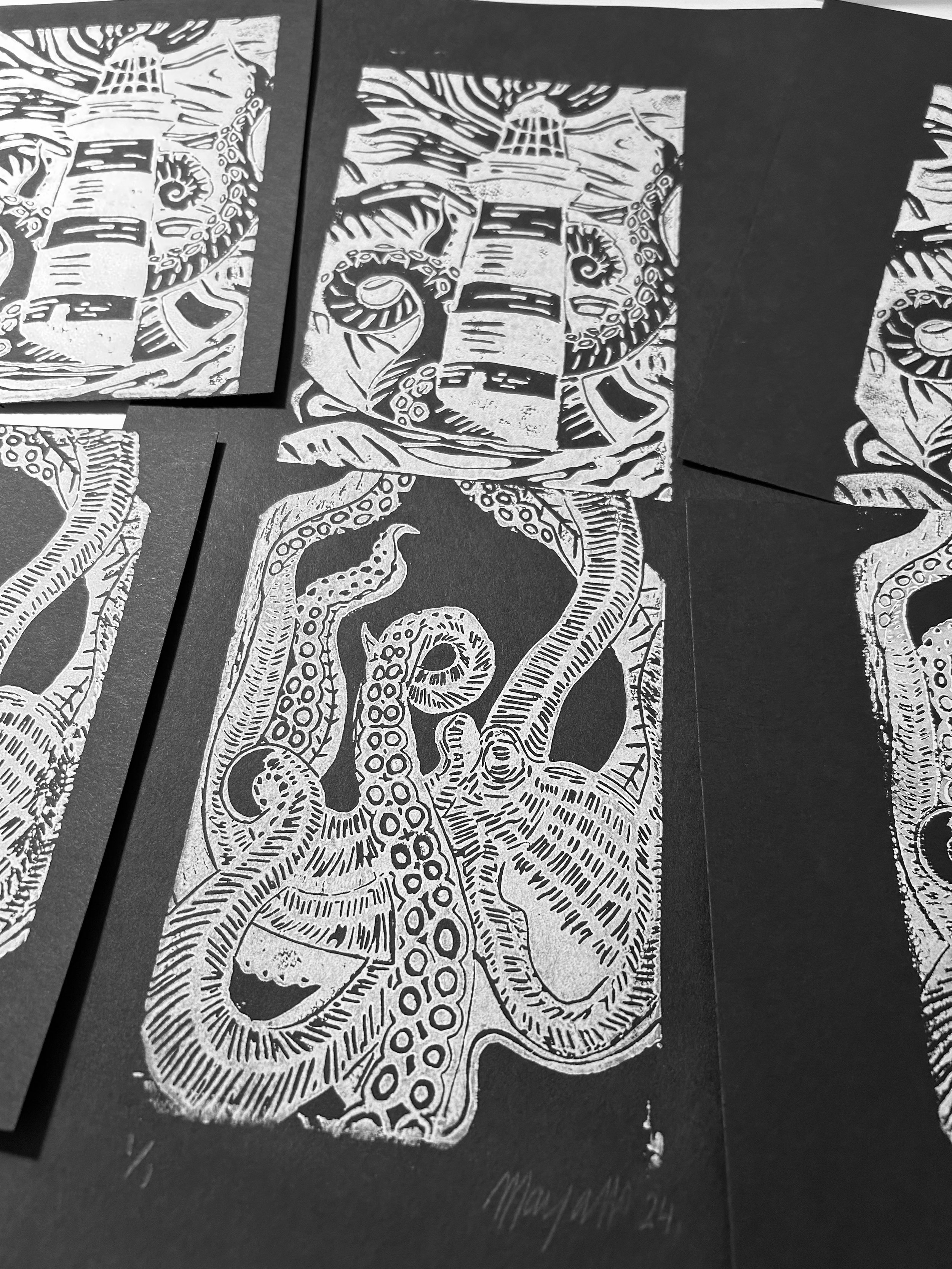 White on black long print