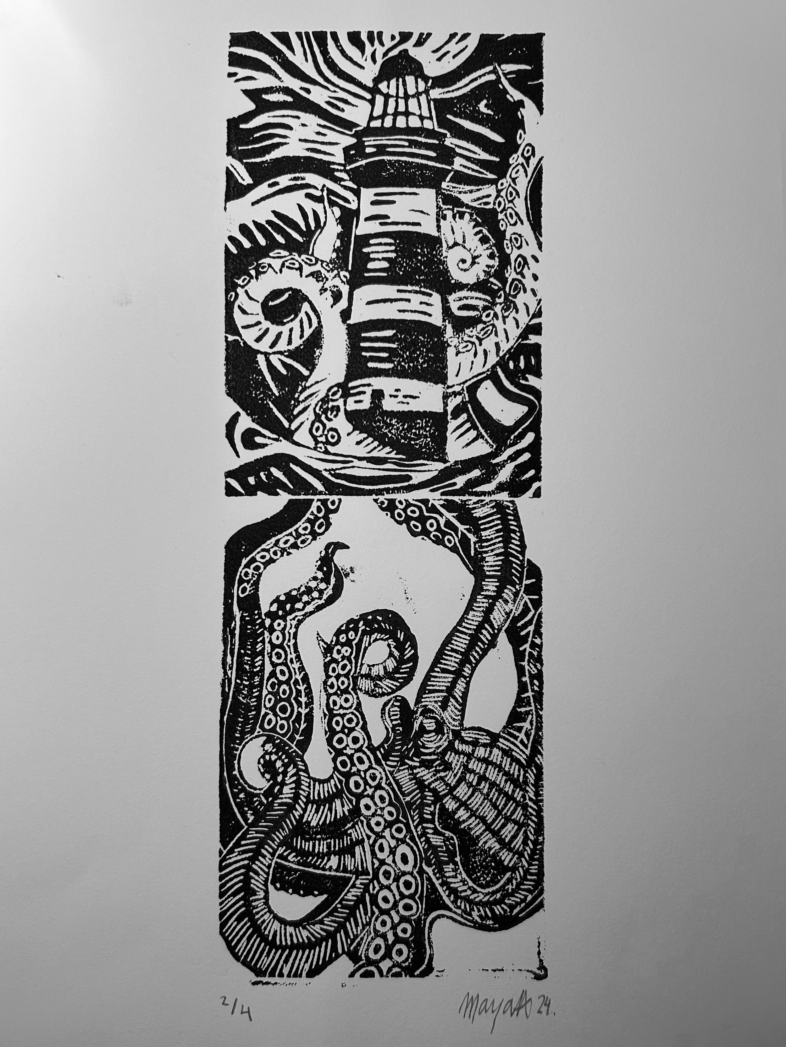Black on white long print