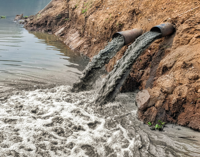 Getty Images polluted water going into a river
