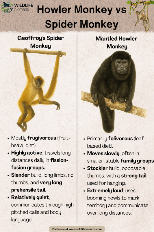 Spider Monkey vs Howler Monkey Differences