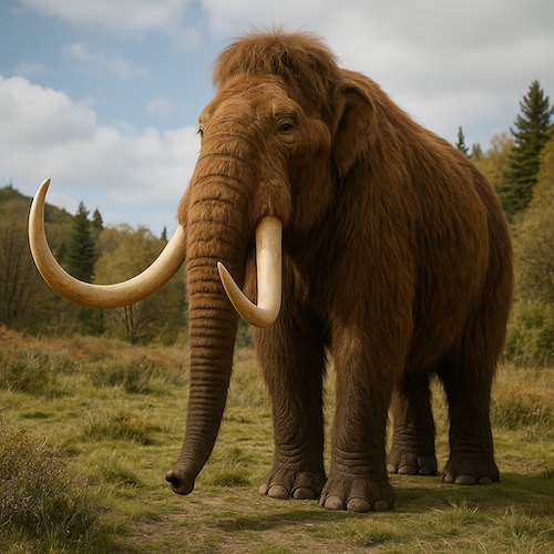 an AI generated image of a realistic mammoth on a forest