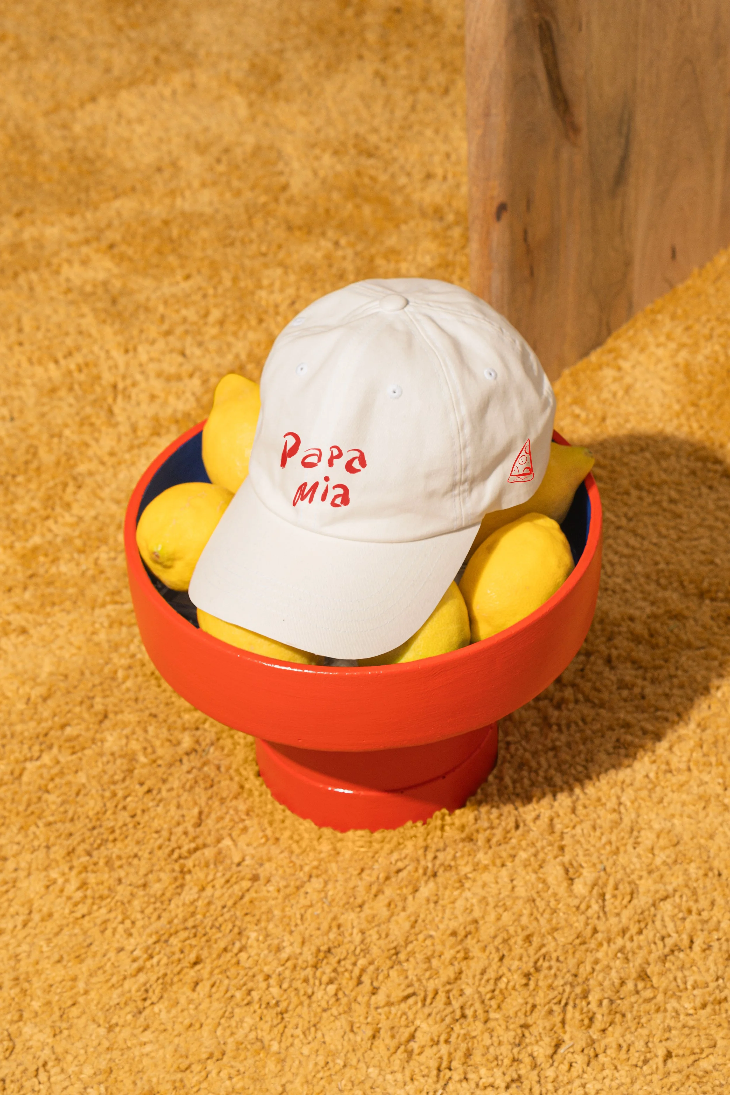 Papa Mia branded cap merchandise design by Duo Plus Design — Italian restaurant branding