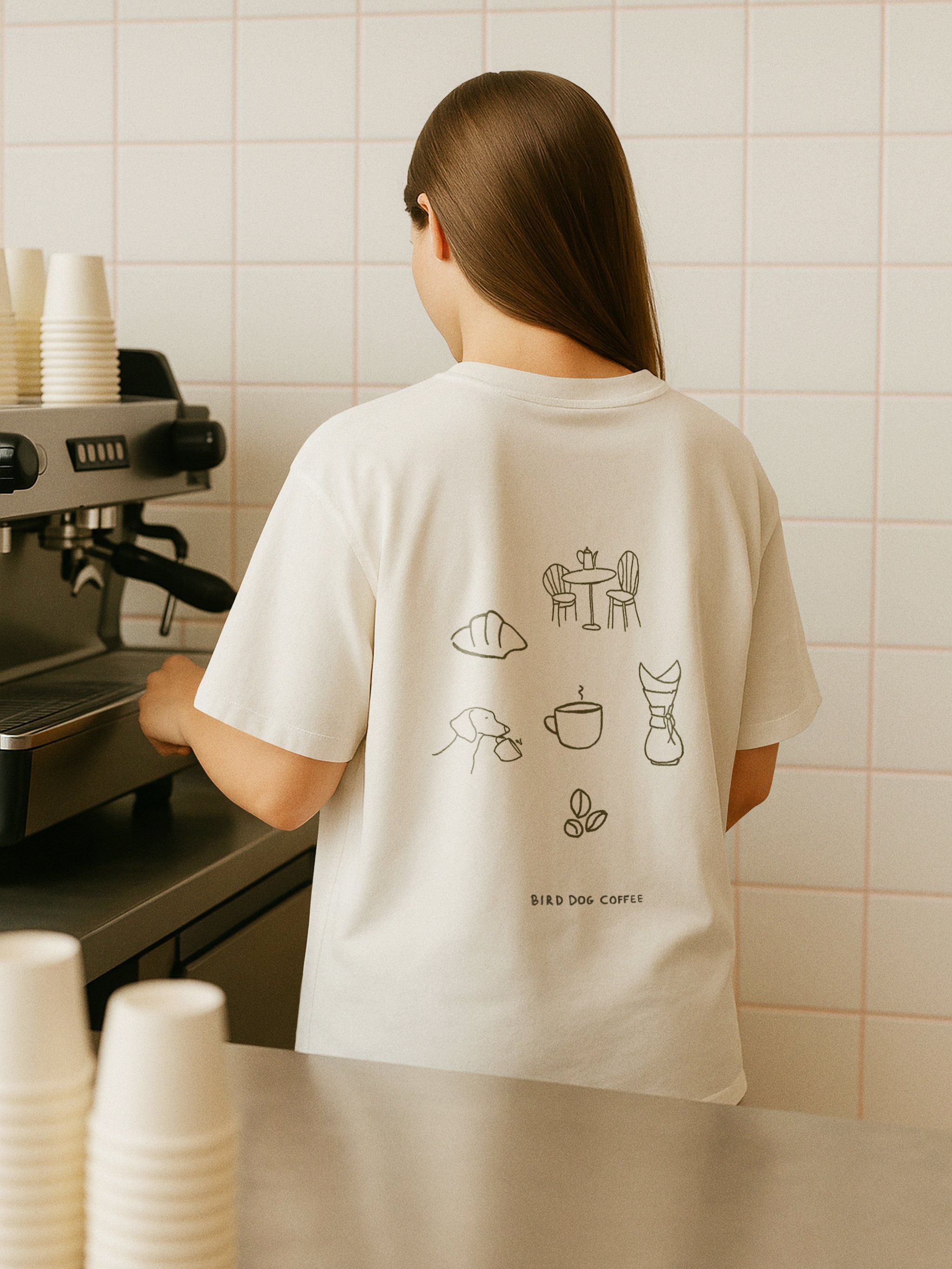 Bird Dog Coffee branded t-shirt merch design by Duo Plus Design
