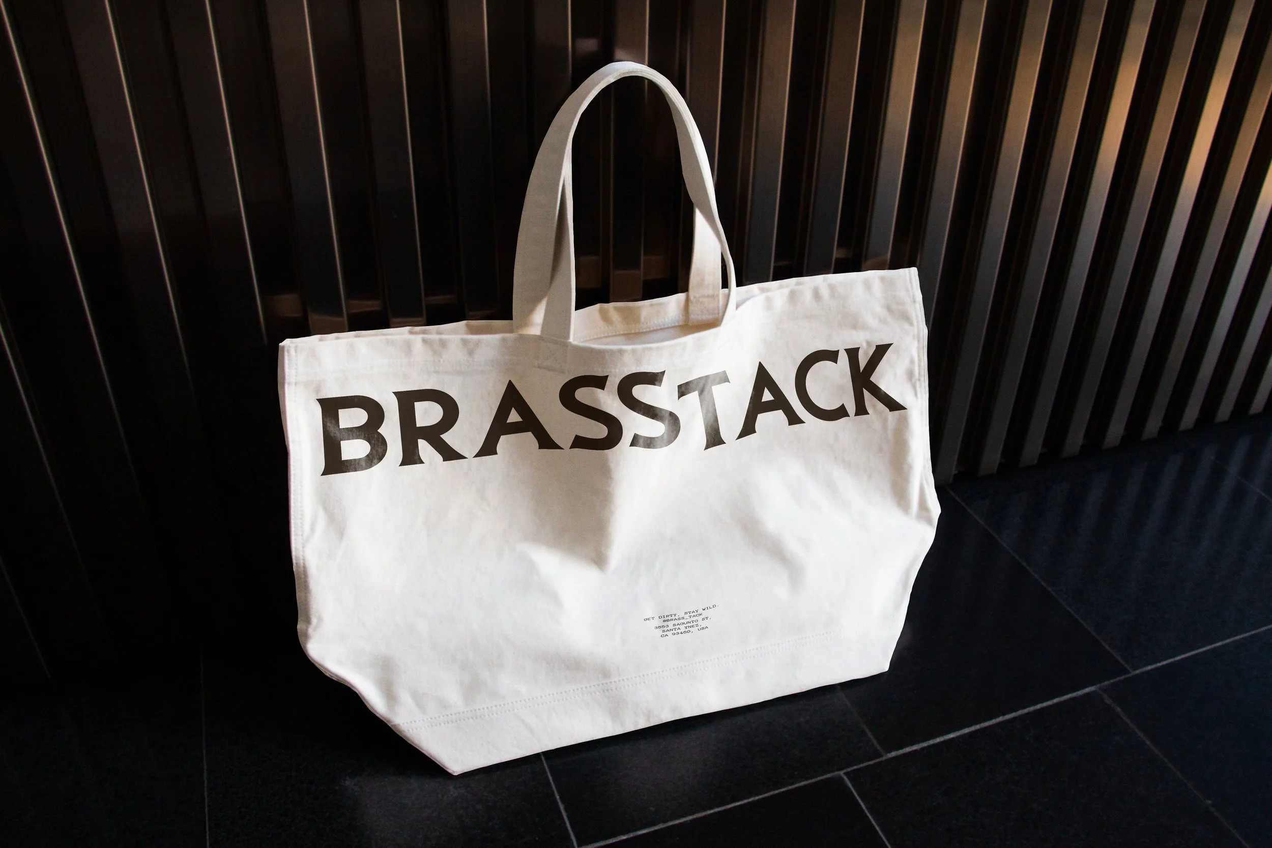 Brass Tack branded tote bag design by Duo Plus Design