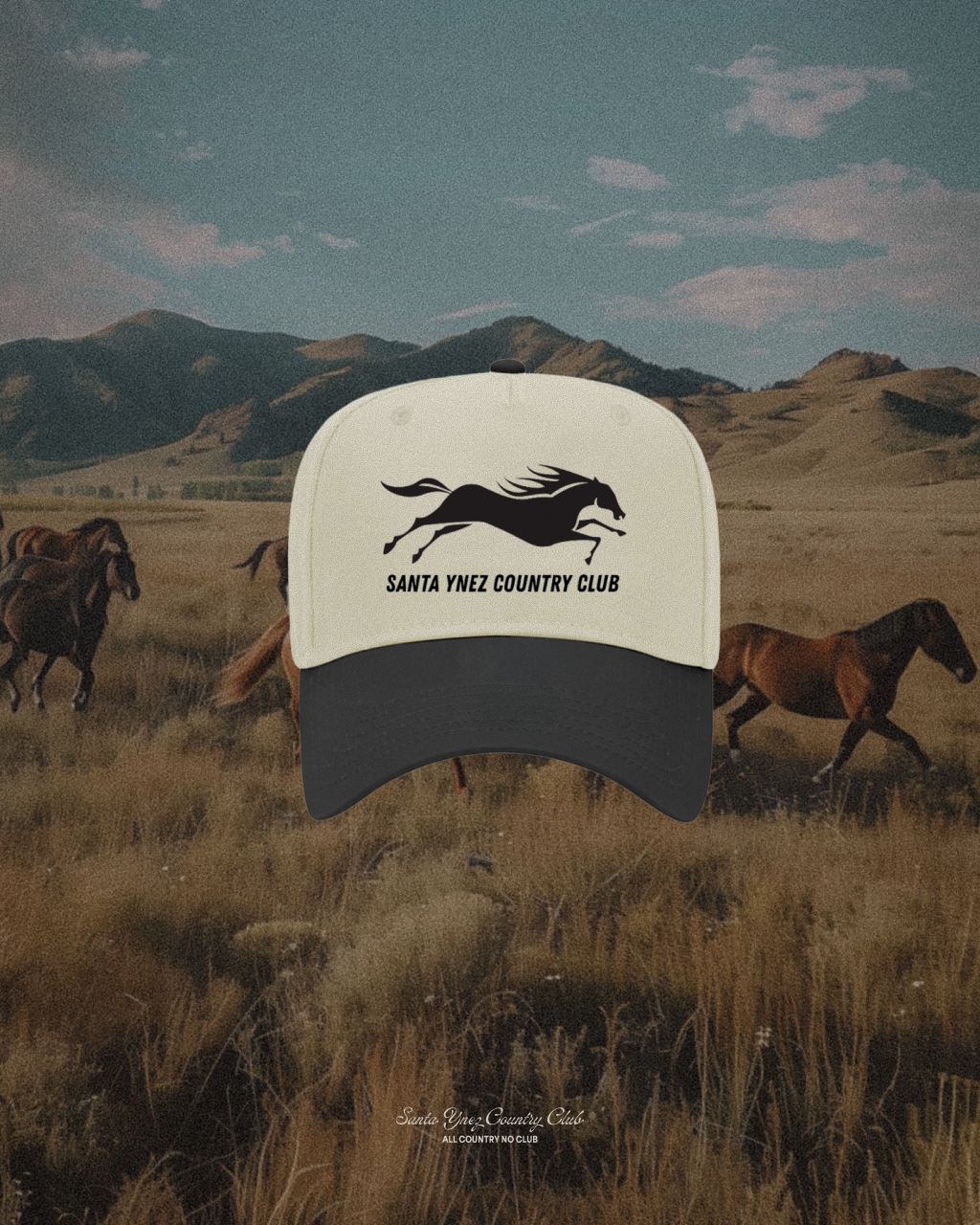 Santa Ynez Country Club branded western cap design  product photography — designed by Duo Plus Design
